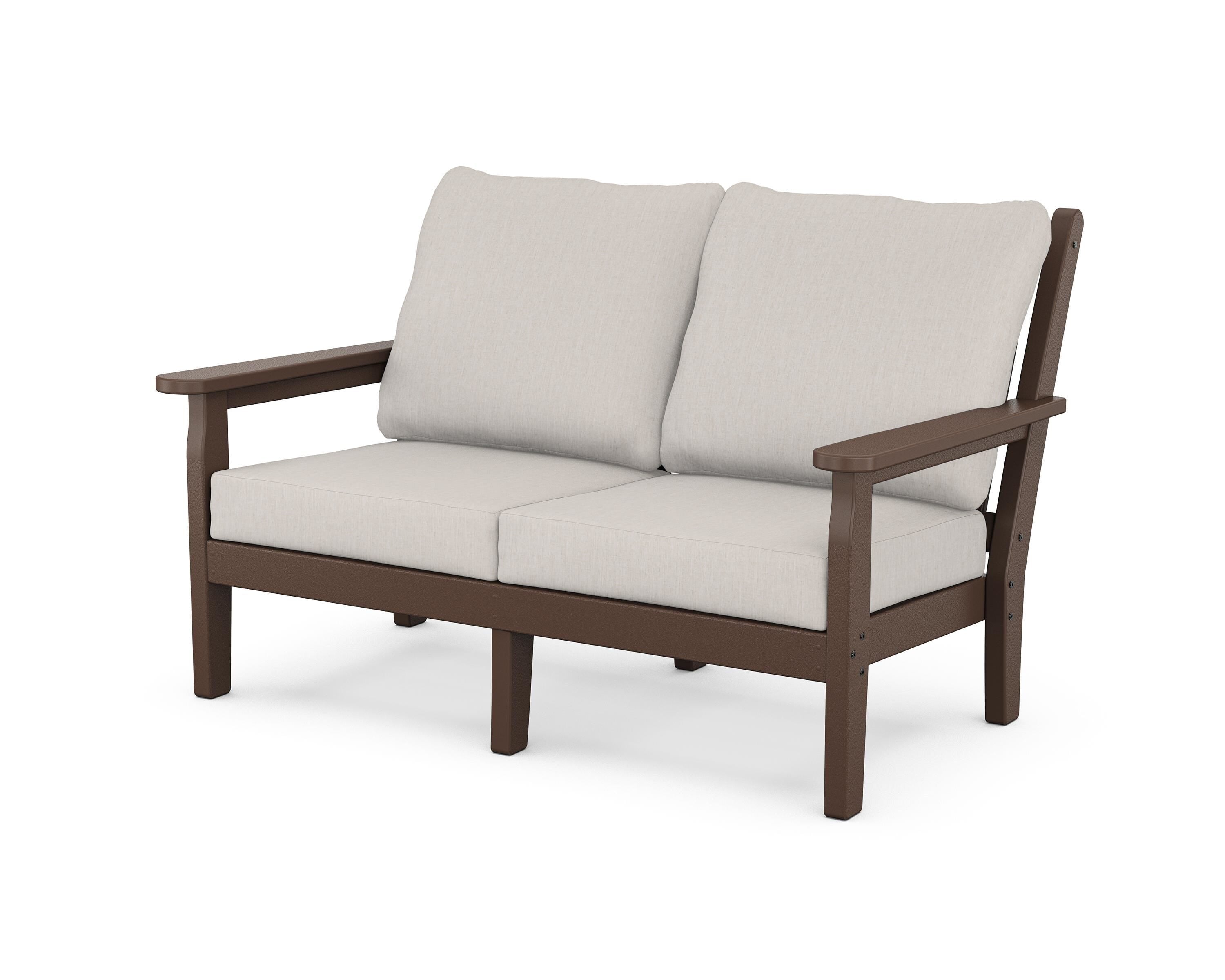 POLYWOOD® Chippendale Deep Seating Loveseat in Mahogany / Cast Ash