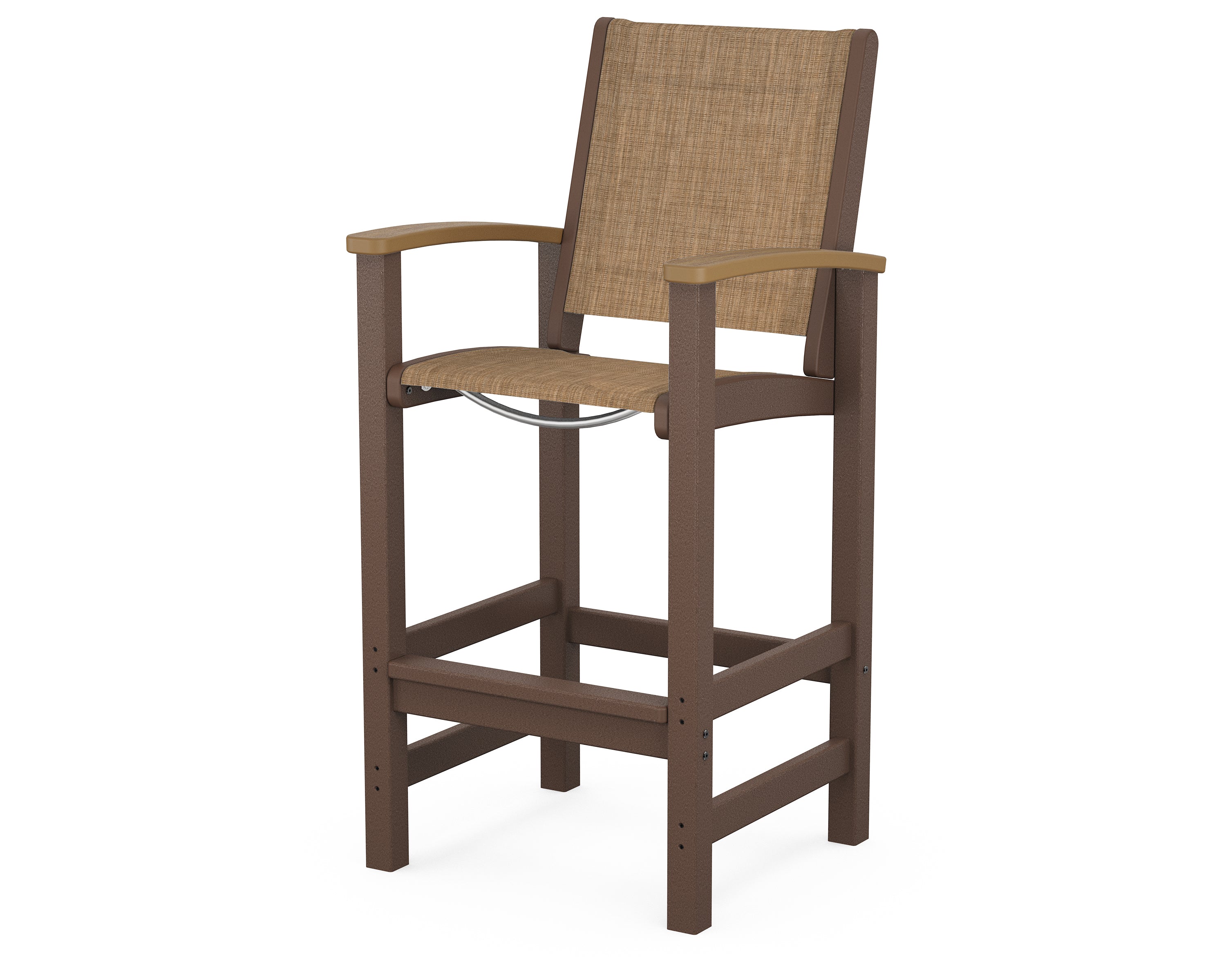 POLYWOOD® Coastal Bar Chair in Mahogany / Natural / Burlap Sling