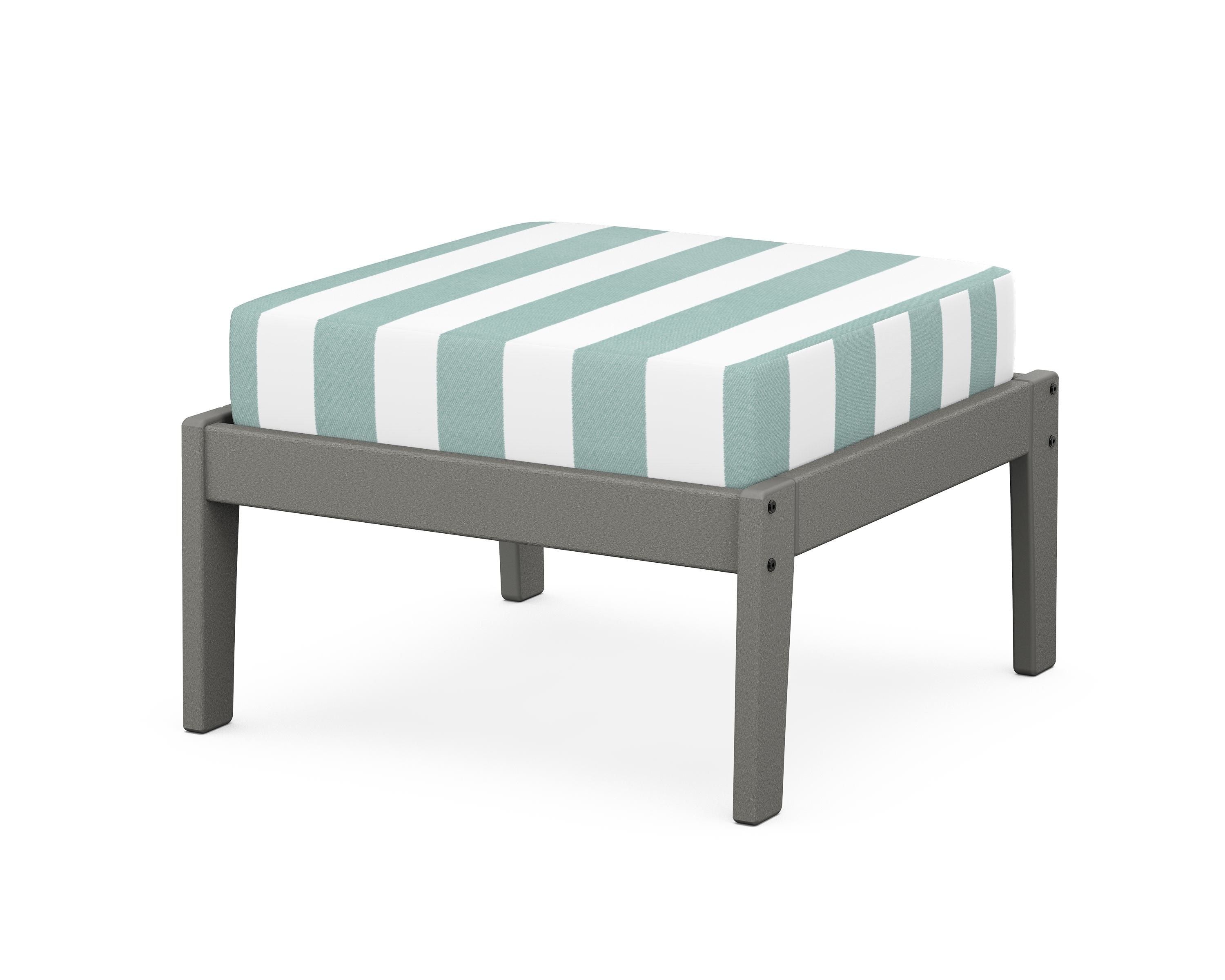 Unbranded Deep Seating Ottoman in Slate Grey / Cabana Stripe Glacier Spa