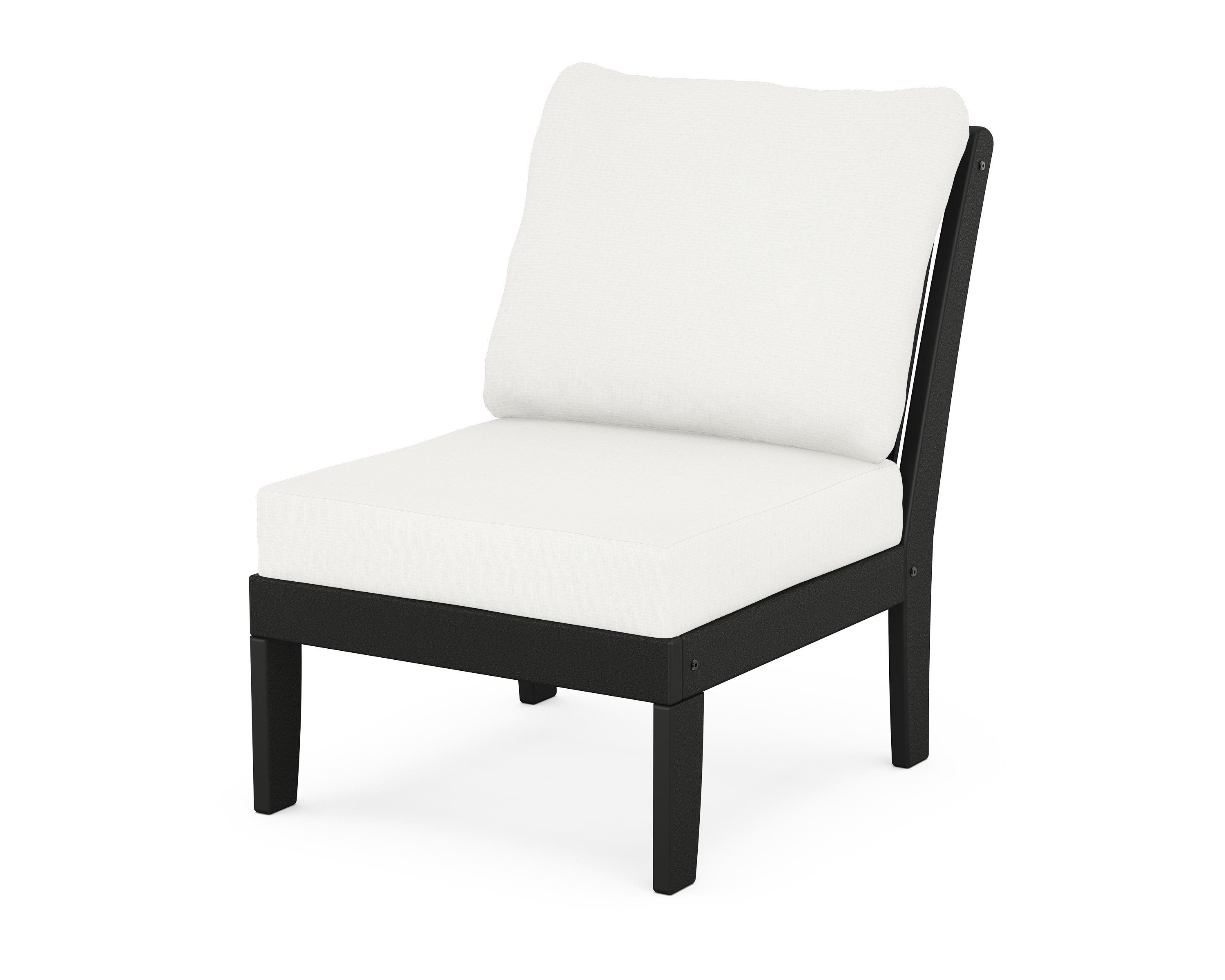 POLYWOOD® Braxton Modular Armless Chair in Black / Natural Linen