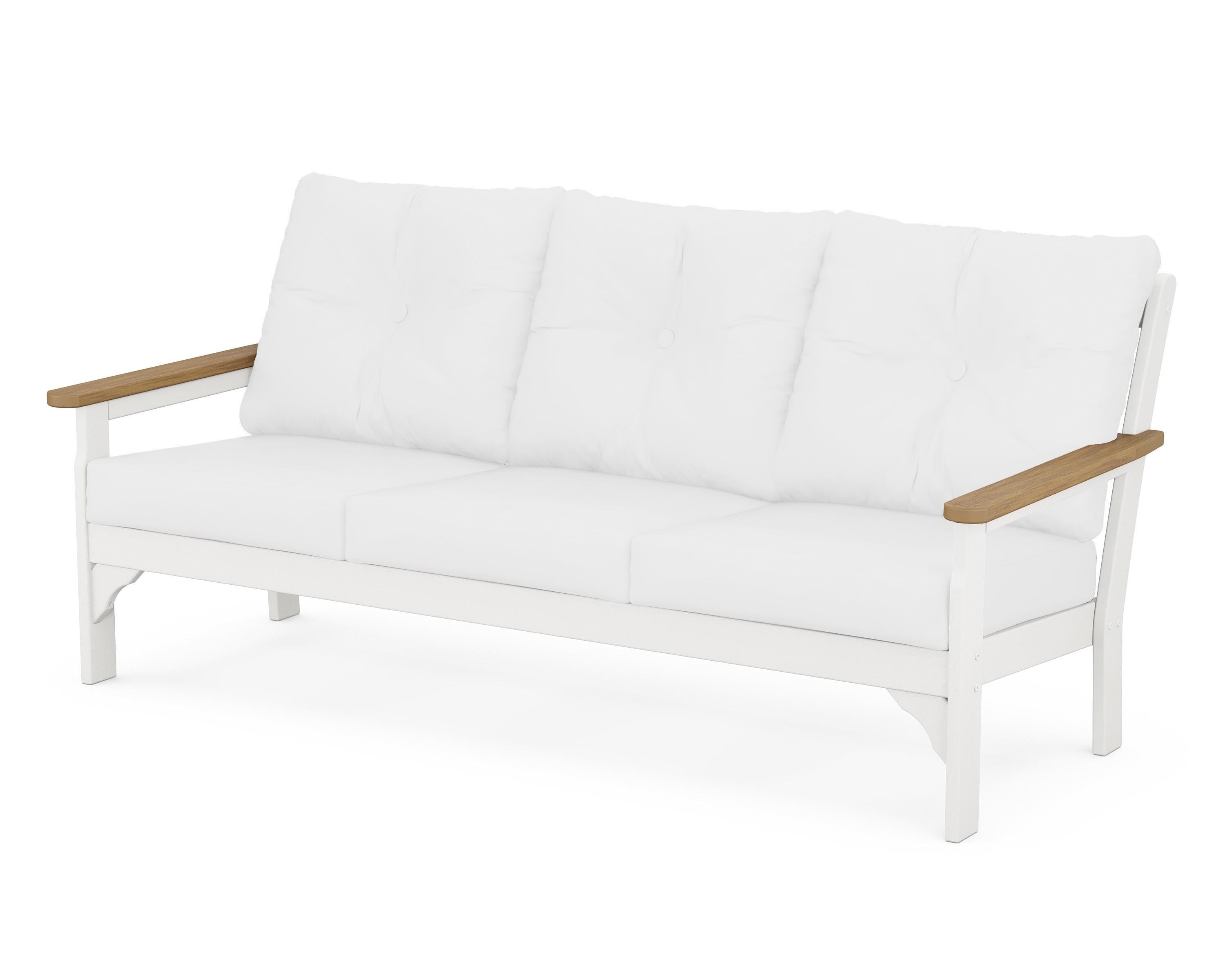 POLYWOOD® Vineyard Deep Seating Sofa in White / Natural / Natural