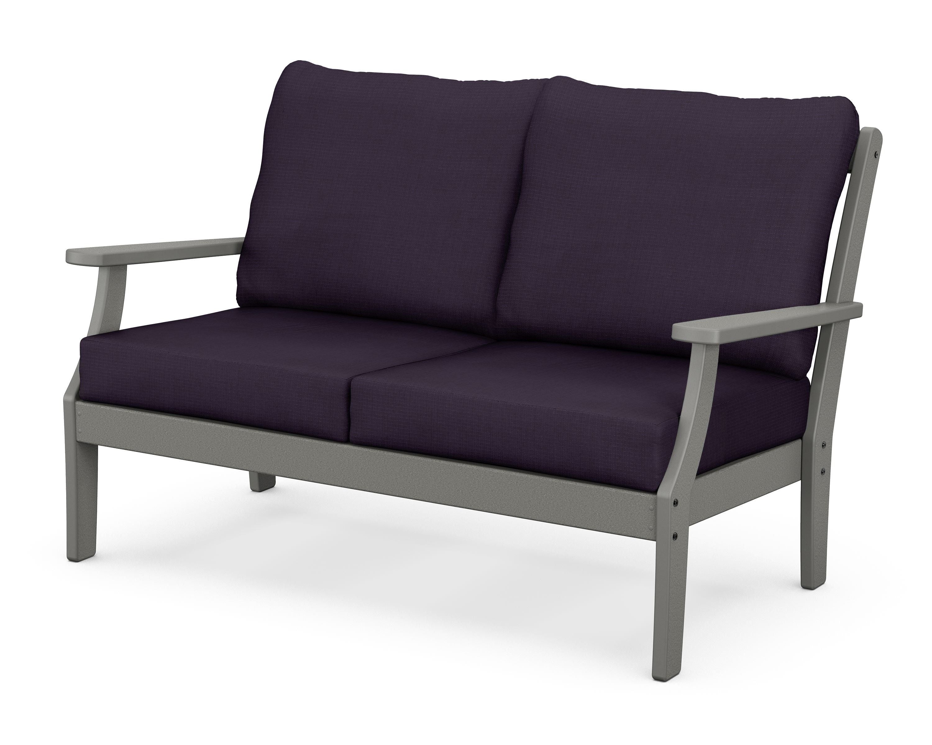 POLYWOOD® Braxton Deep Seating Loveseat in Slate Grey / Navy Linen