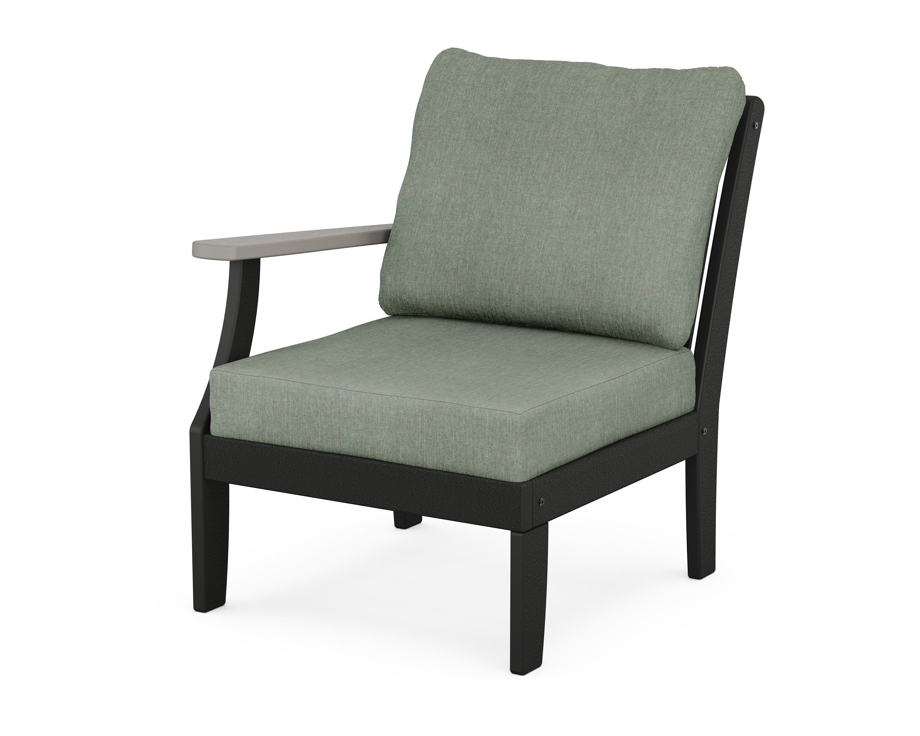 POLYWOOD® Braxton Modular Left Arm Chair in Black / Driftwood / Cast Sage