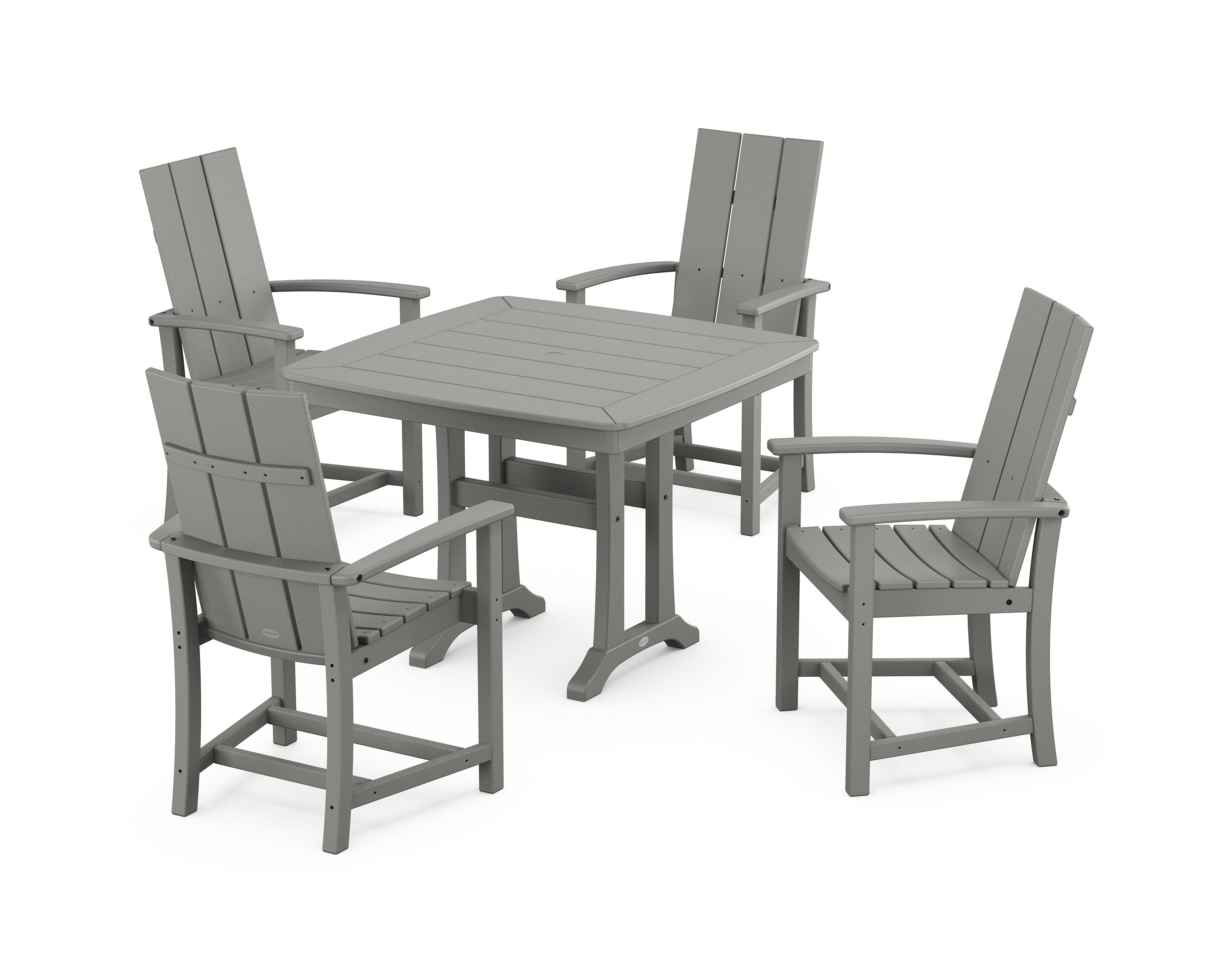POLYWOOD® Modern Adirondack 5-Piece Dining Set with Trestle Legs in Slate Grey