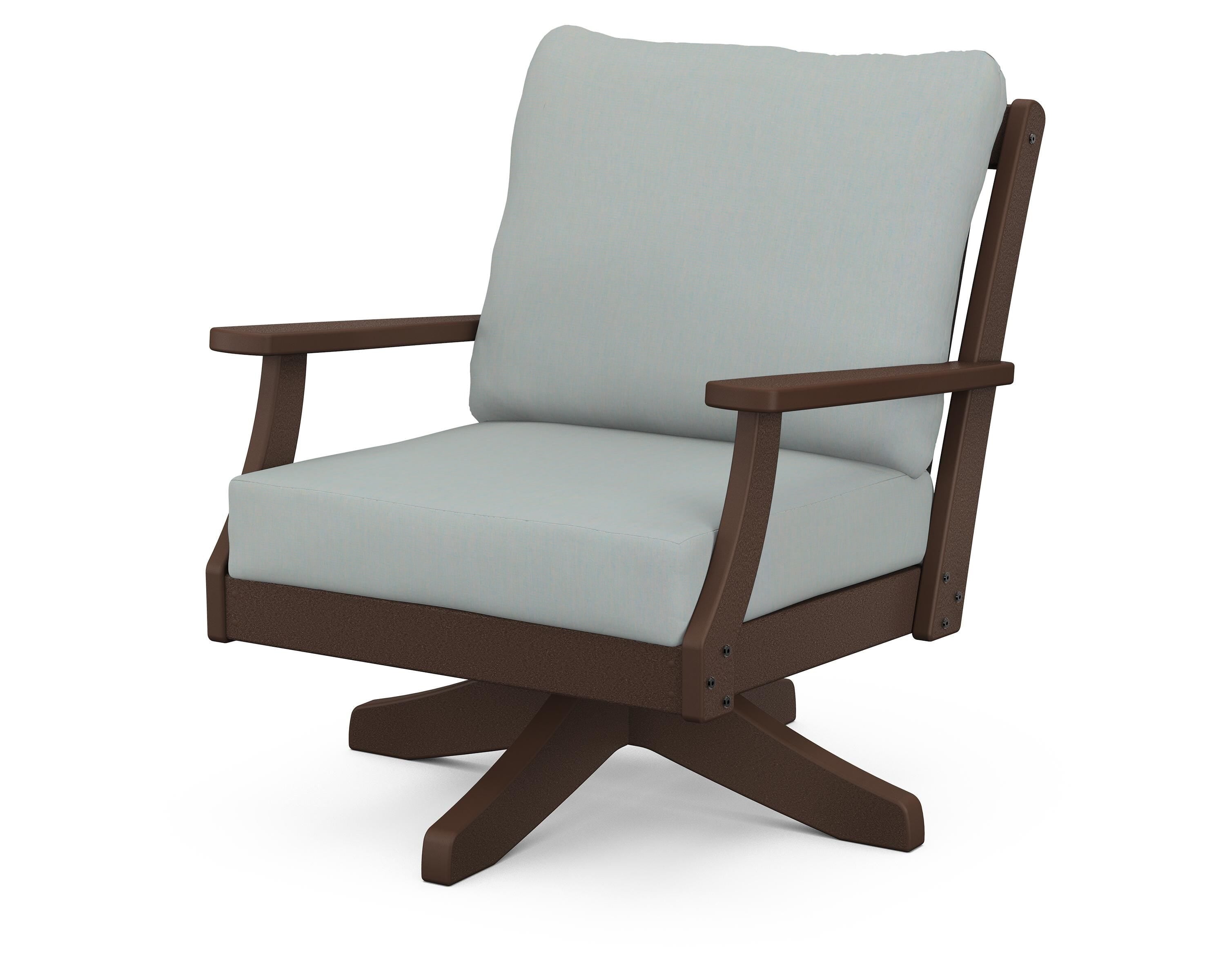 POLYWOOD® Braxton Deep Seating Swivel Chair in Mahogany / Spa
