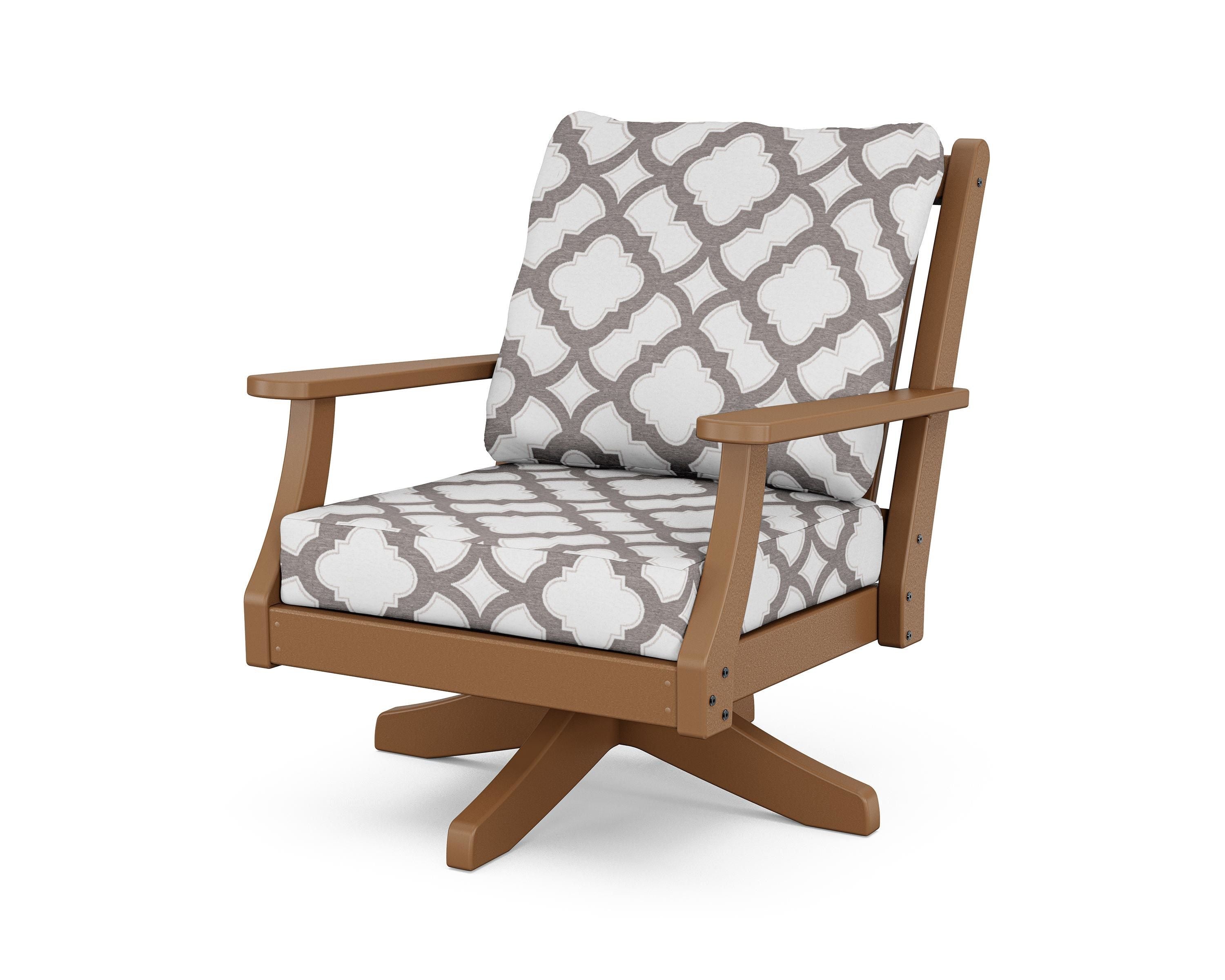 Country Living Wovendale Deep Seating Swivel Chair in Teak / Trellis Grey Mist
