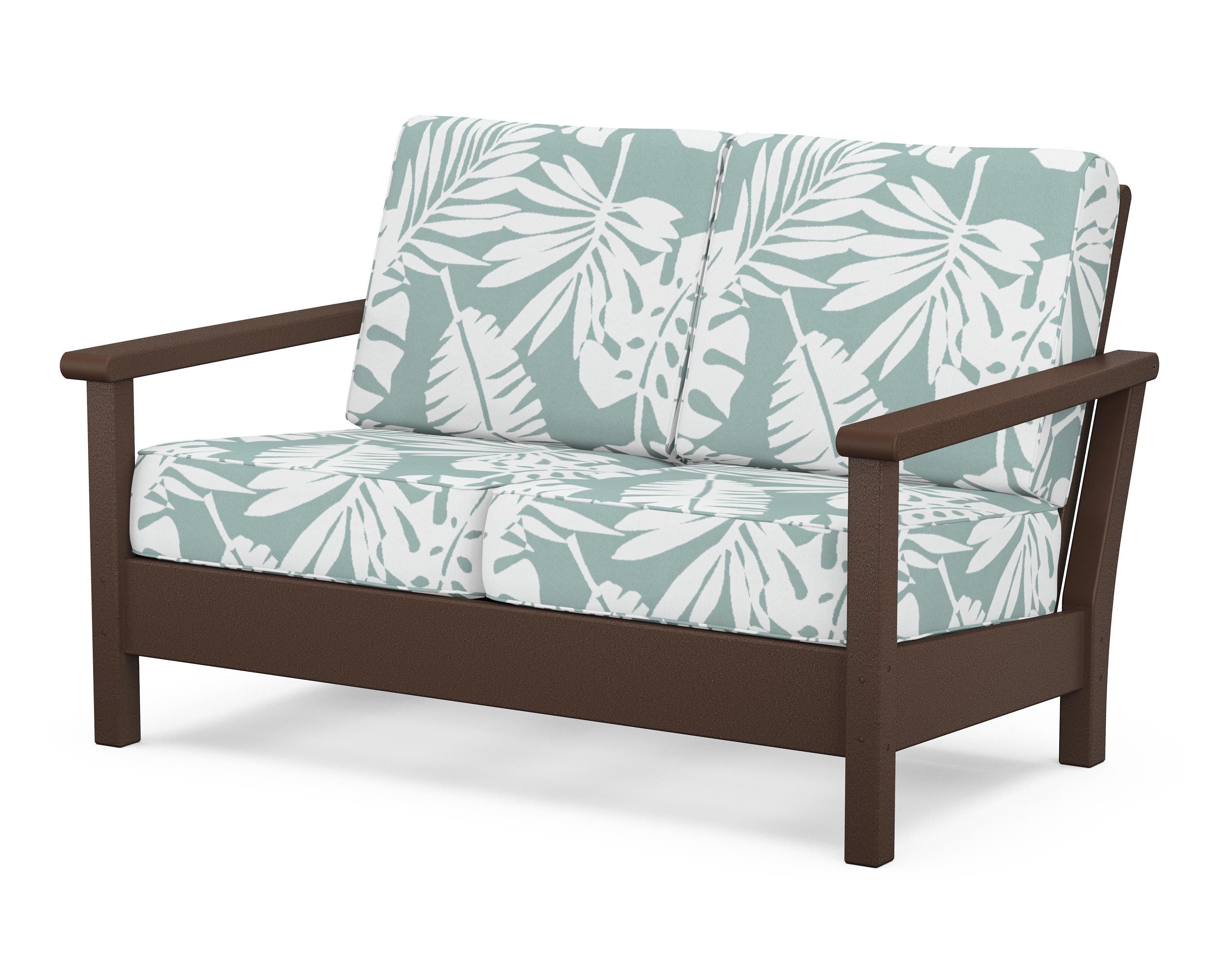 POLYWOOD® Harbour Deep Seating Loveseat in Mahogany / Leaf Glacier Spa