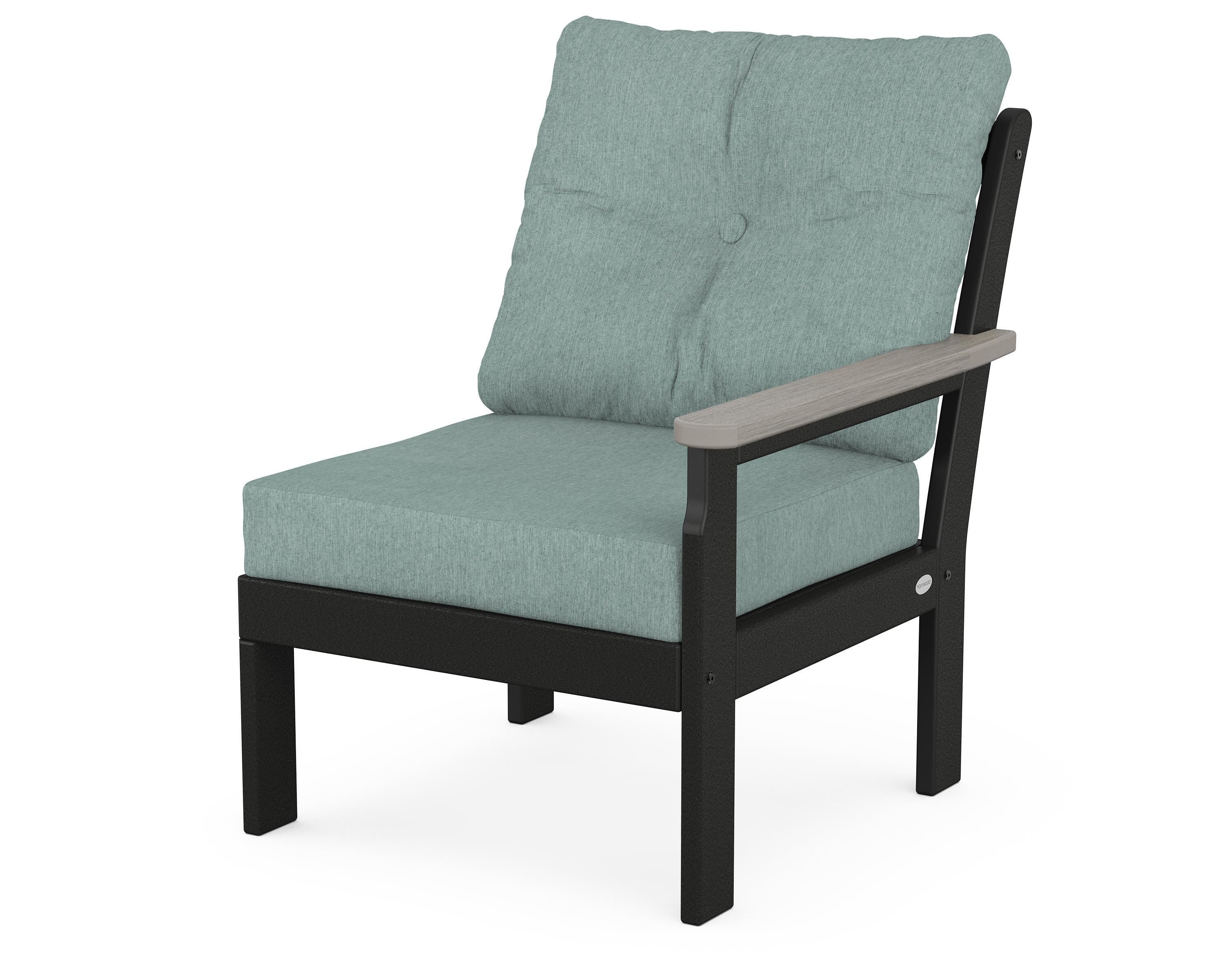 POLYWOOD® Vineyard Modular Right Arm Chair in Black / Driftwood / Glacier Spa
