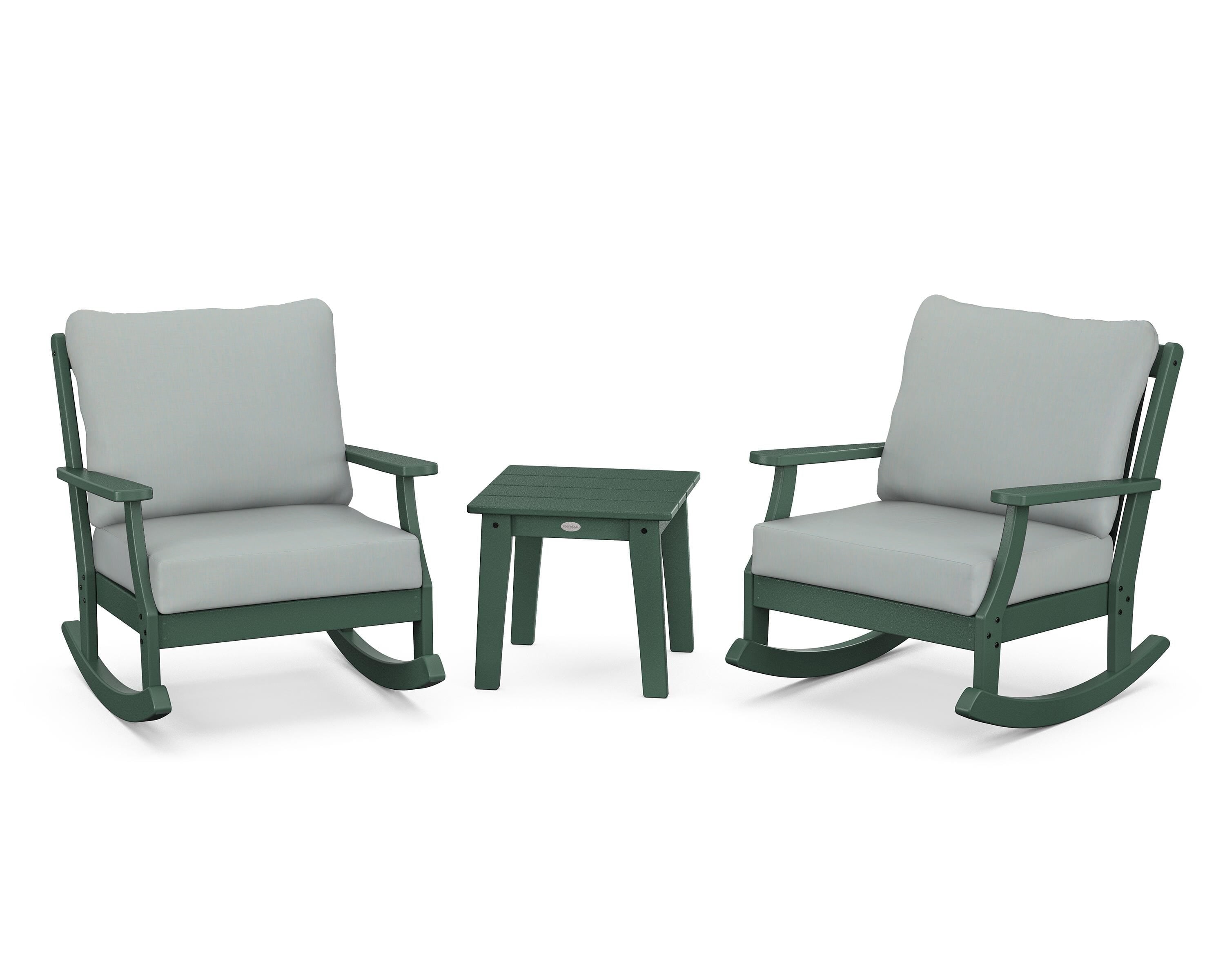 POLYWOOD® Braxton 3-Piece Deep Seating Rocker Set in Green / Spa