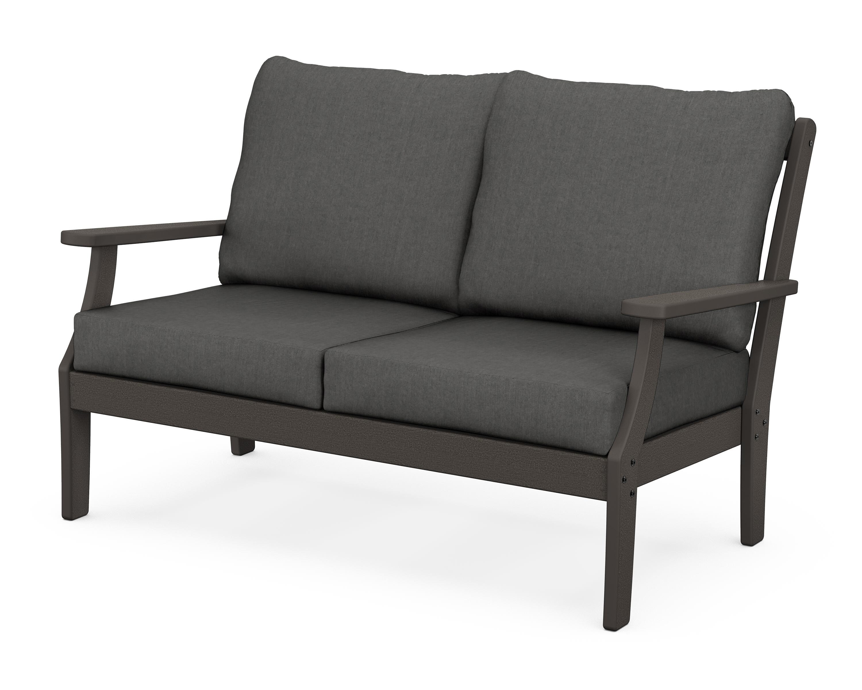 POLYWOOD® Braxton Deep Seating Loveseat in Vintage Coffee / Spectrum Carbon