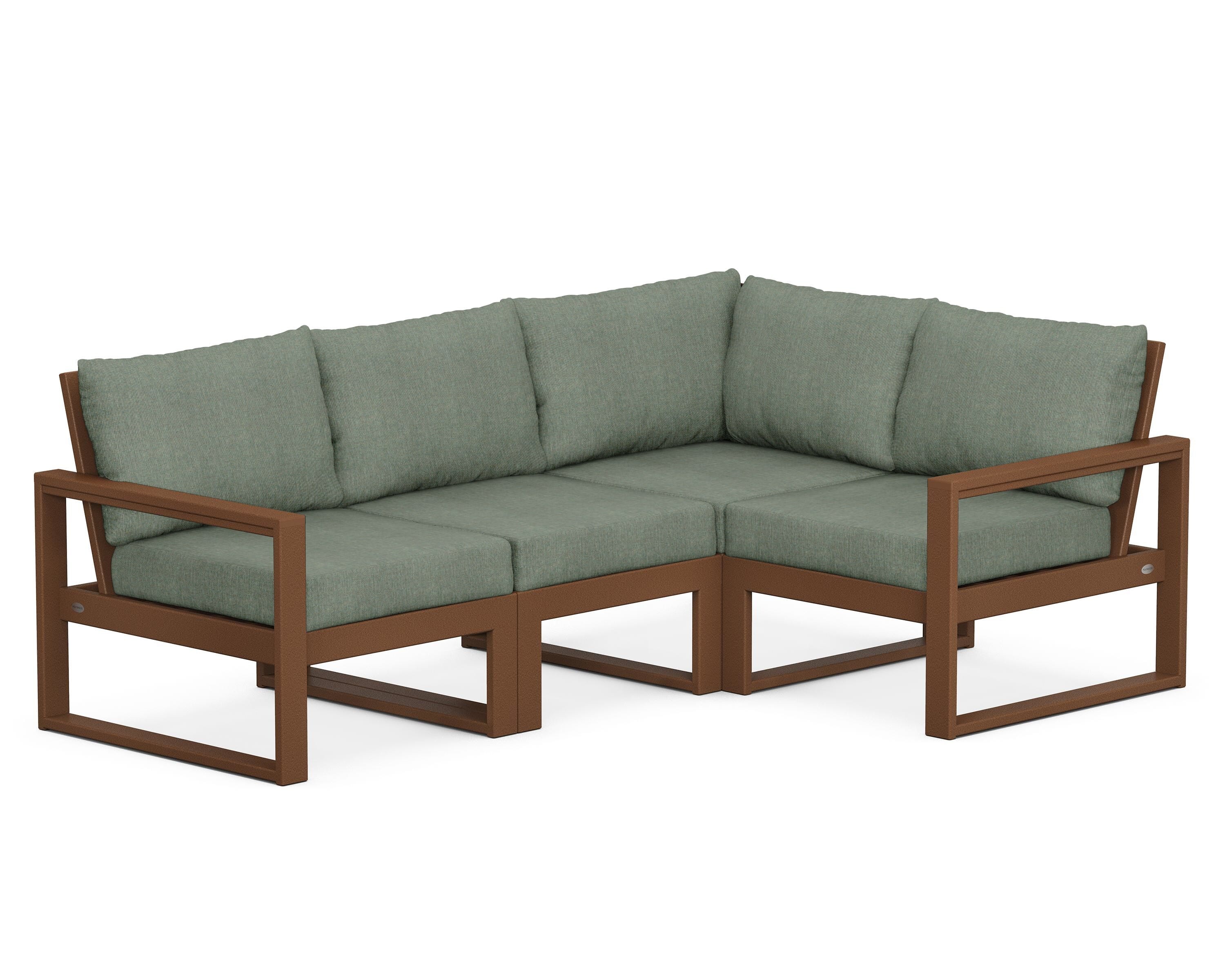POLYWOOD® EDGE 4-Piece Modular Deep Seating Set in Teak / Cast Sage
