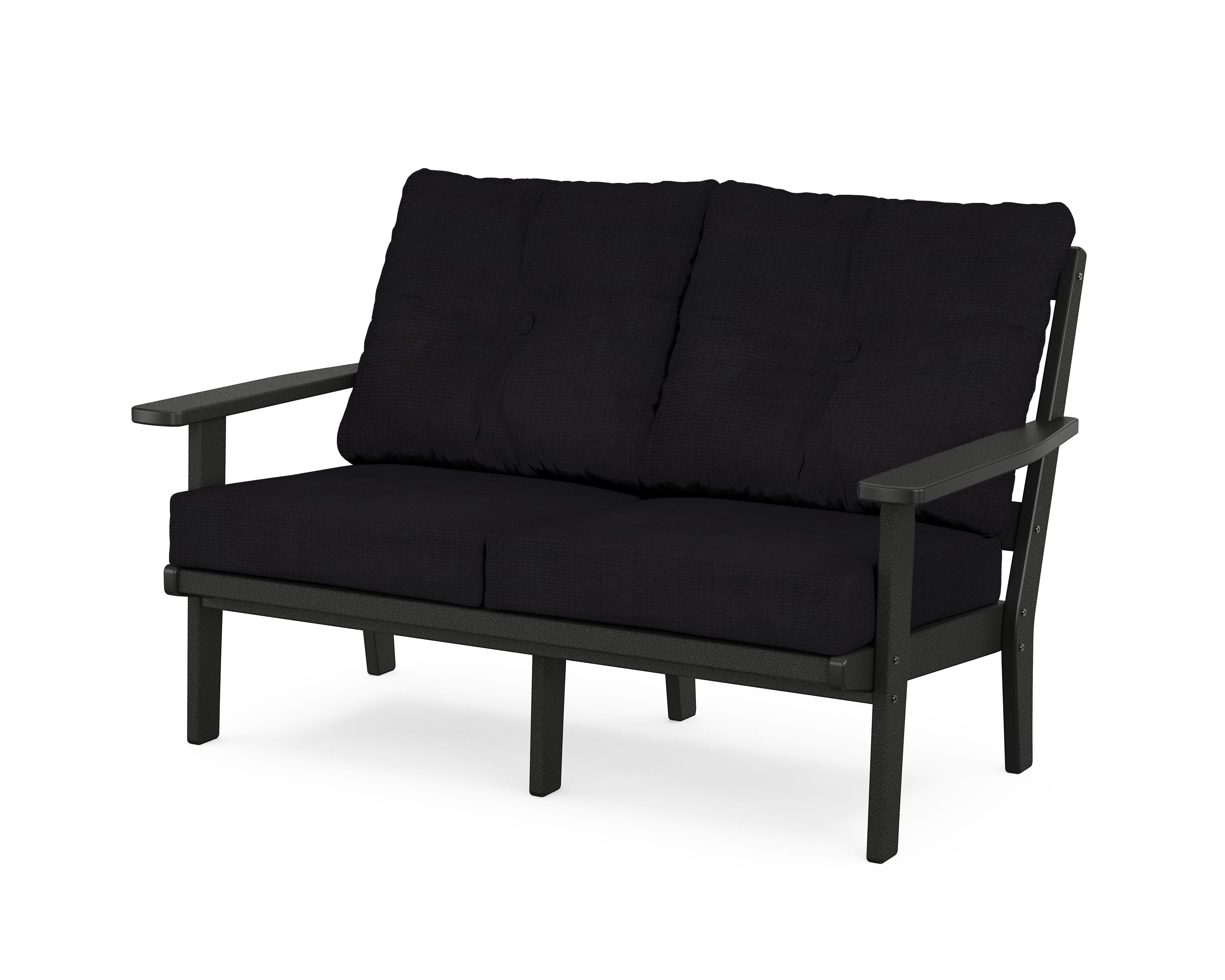 POLYWOOD® Oxford Deep Seating Loveseat in Black / Midnight Linen