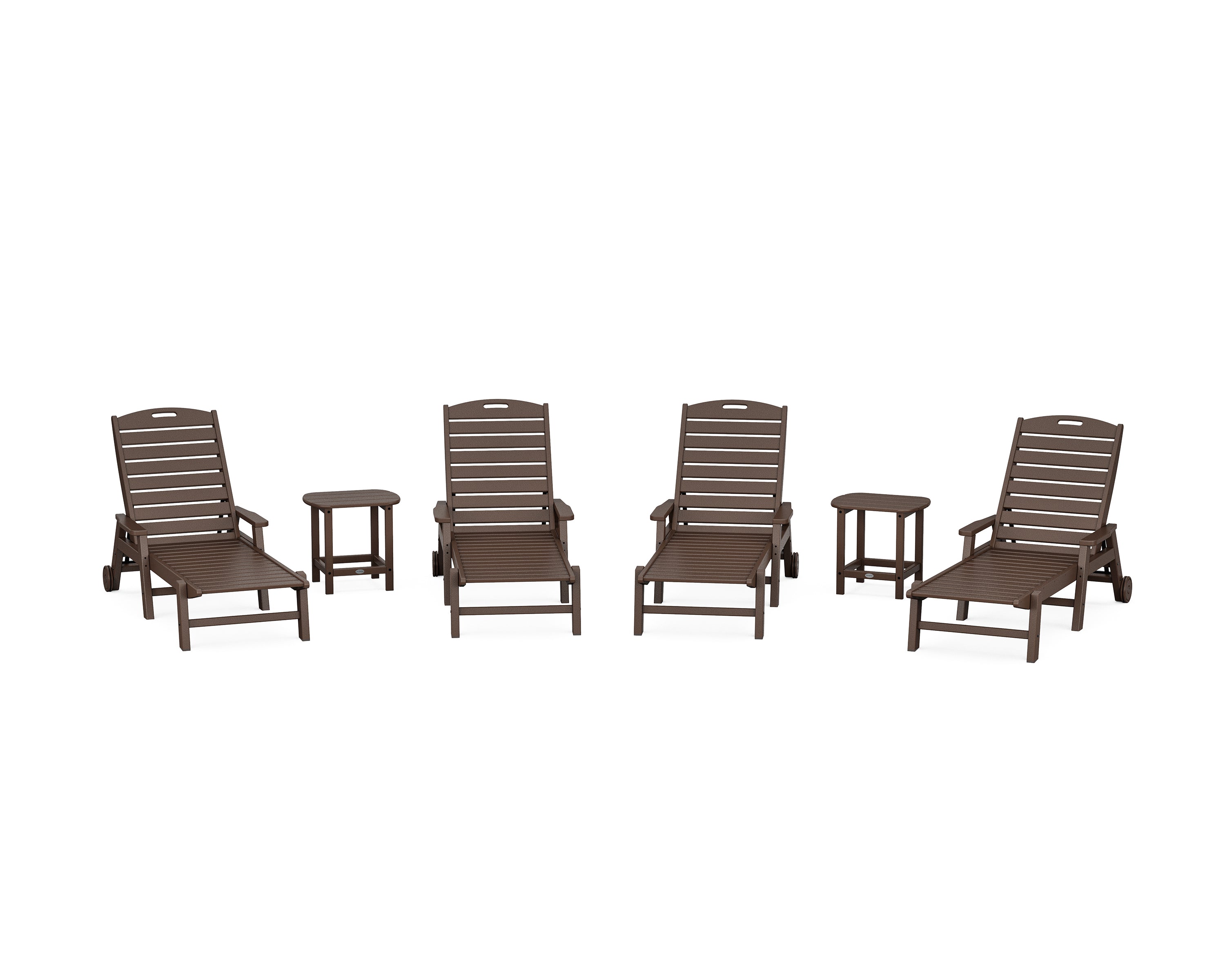POLYWOOD® Nautical Chaise 6-Piece Set with Arms & Wheels in Mahogany