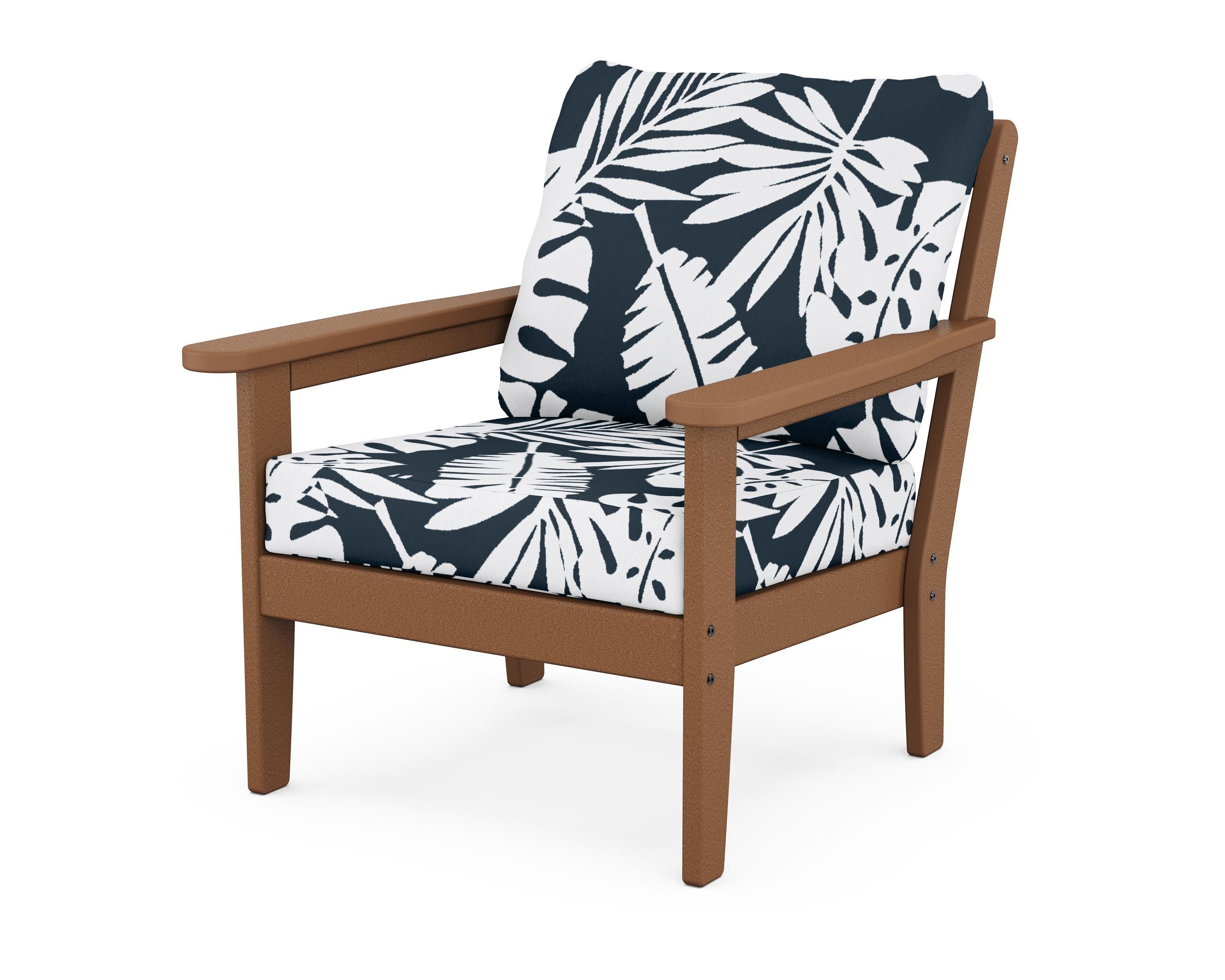 Country Living Cottage Deep Seating Chair in Teak / Leaf Marine Indigo