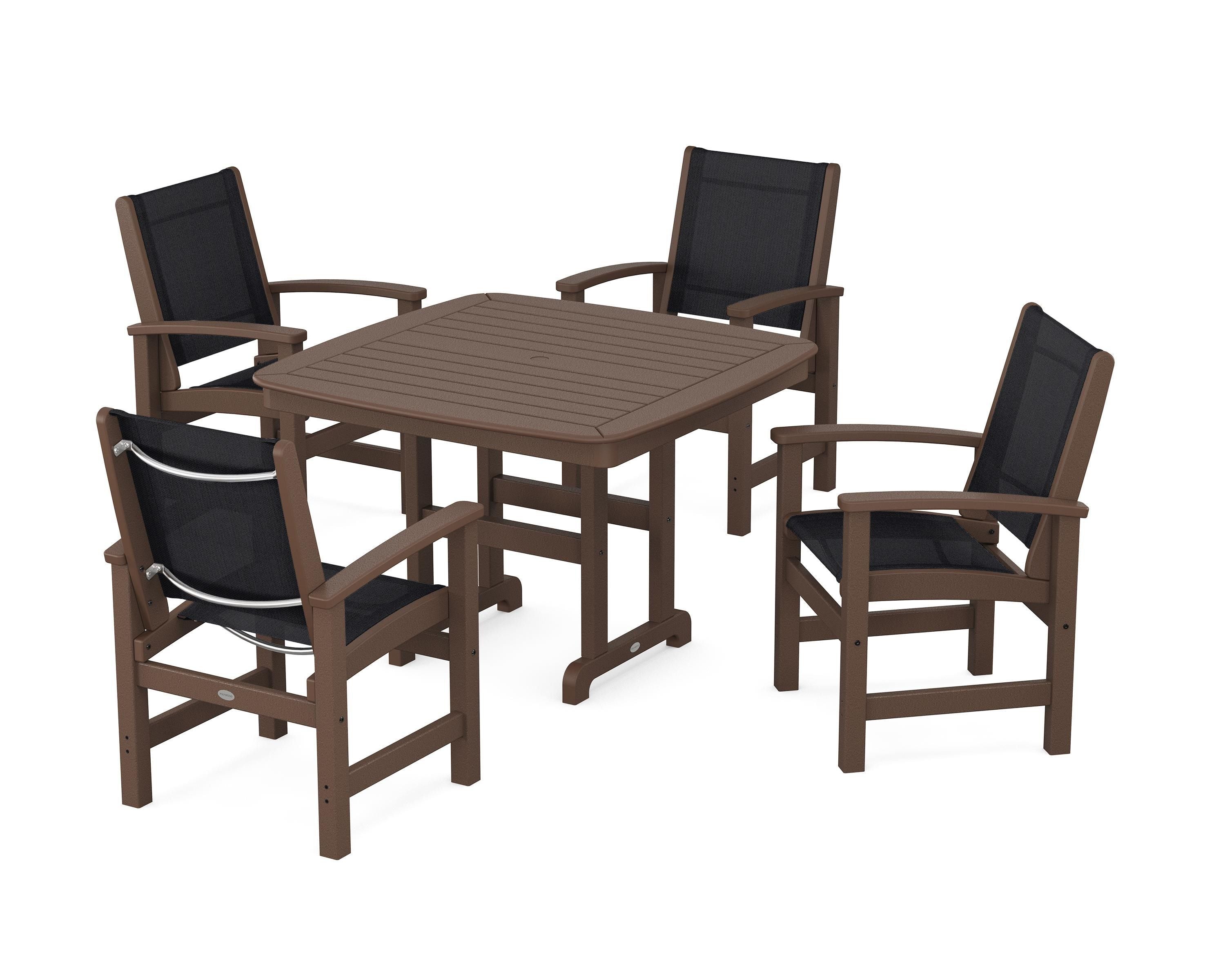 POLYWOOD® Coastal 5-Piece Dining Set in Mahogany / Black Sling