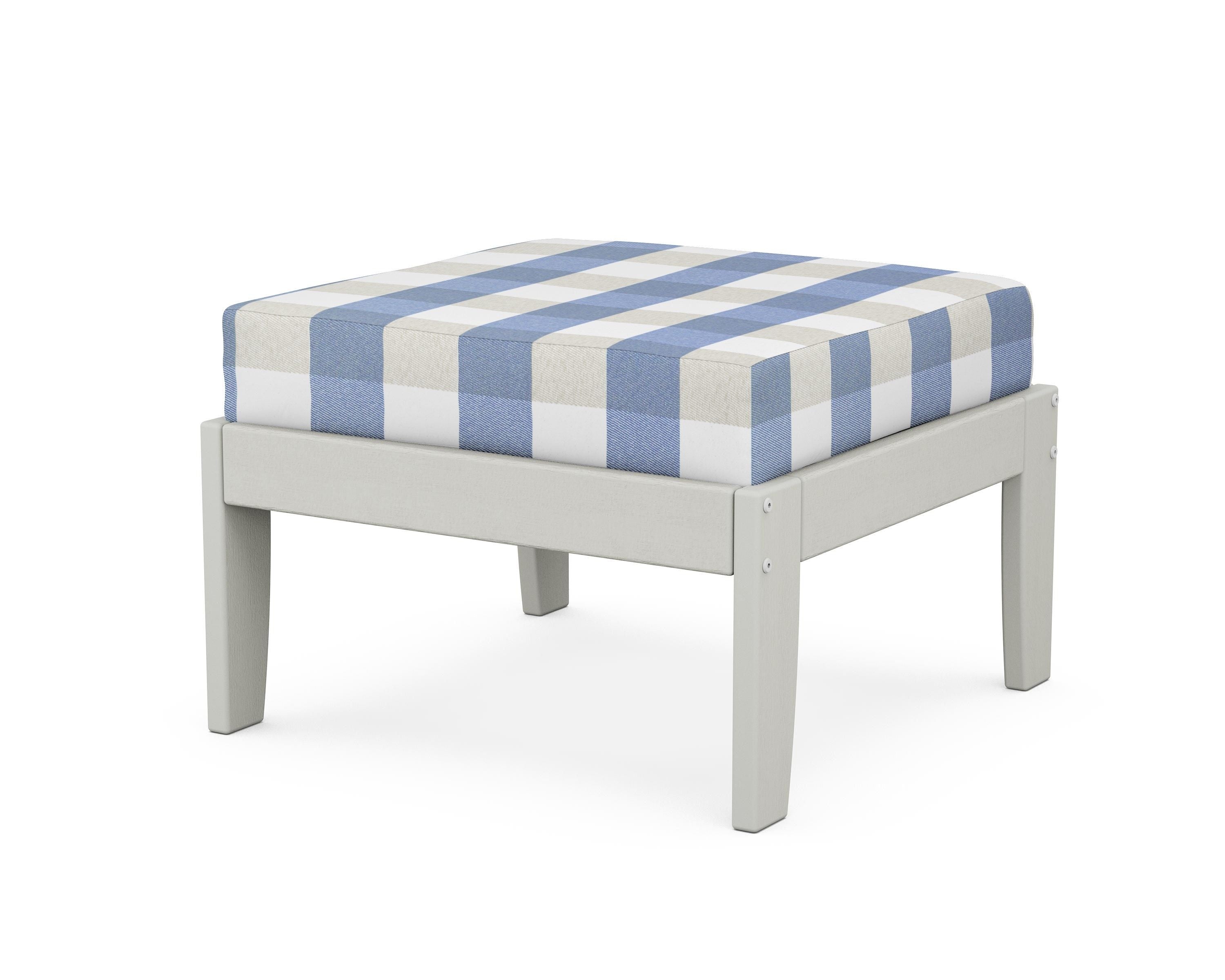 Unbranded Modular Ottoman - Classic in Vintage White / Buffalo Plaid Sky Blue