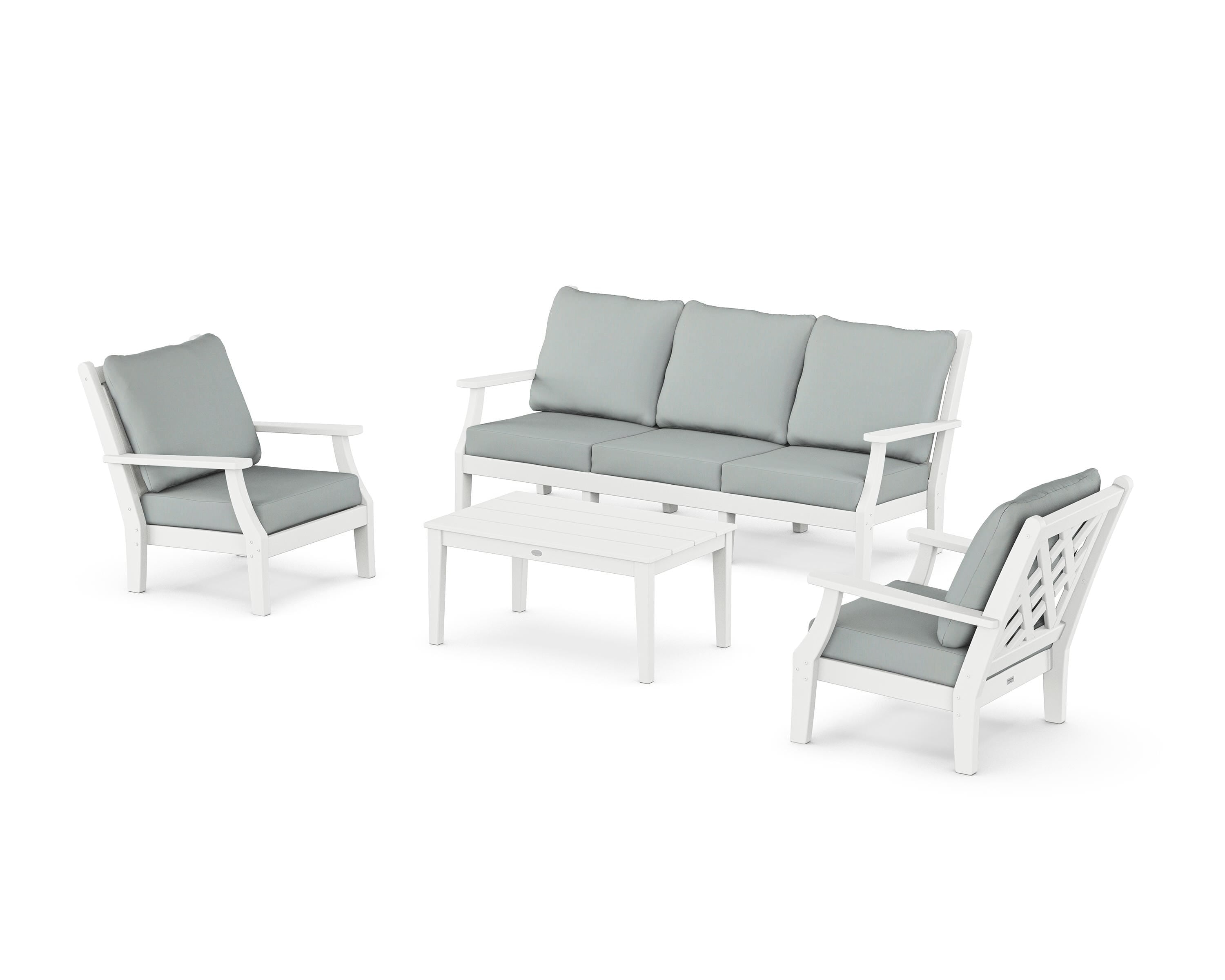 Country Living Wovendale 4-Piece Deep Seating Set with Sofa in White / Spa