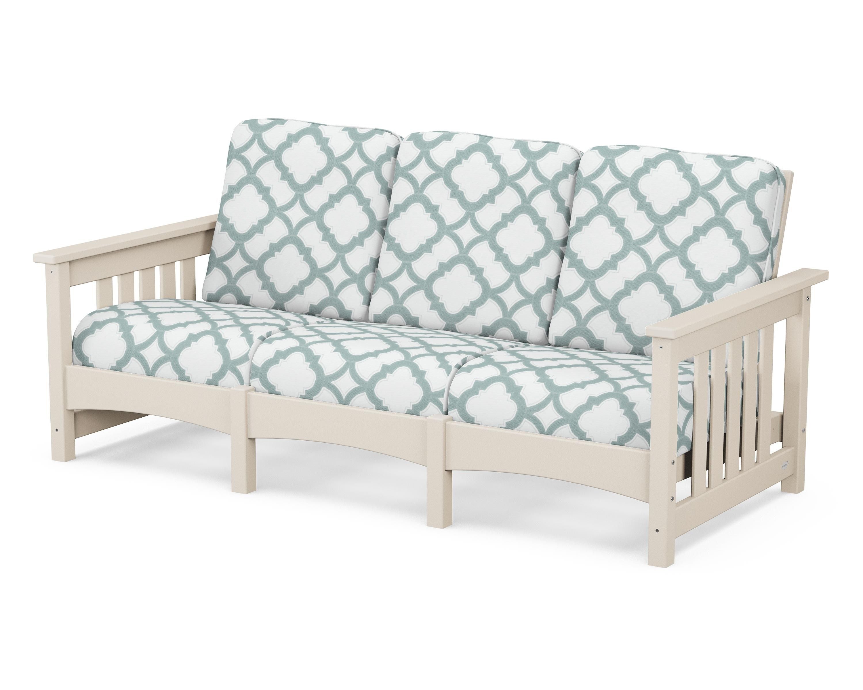 POLYWOOD® Club Mission Sofa in Sand / Trellis Glacier Spa