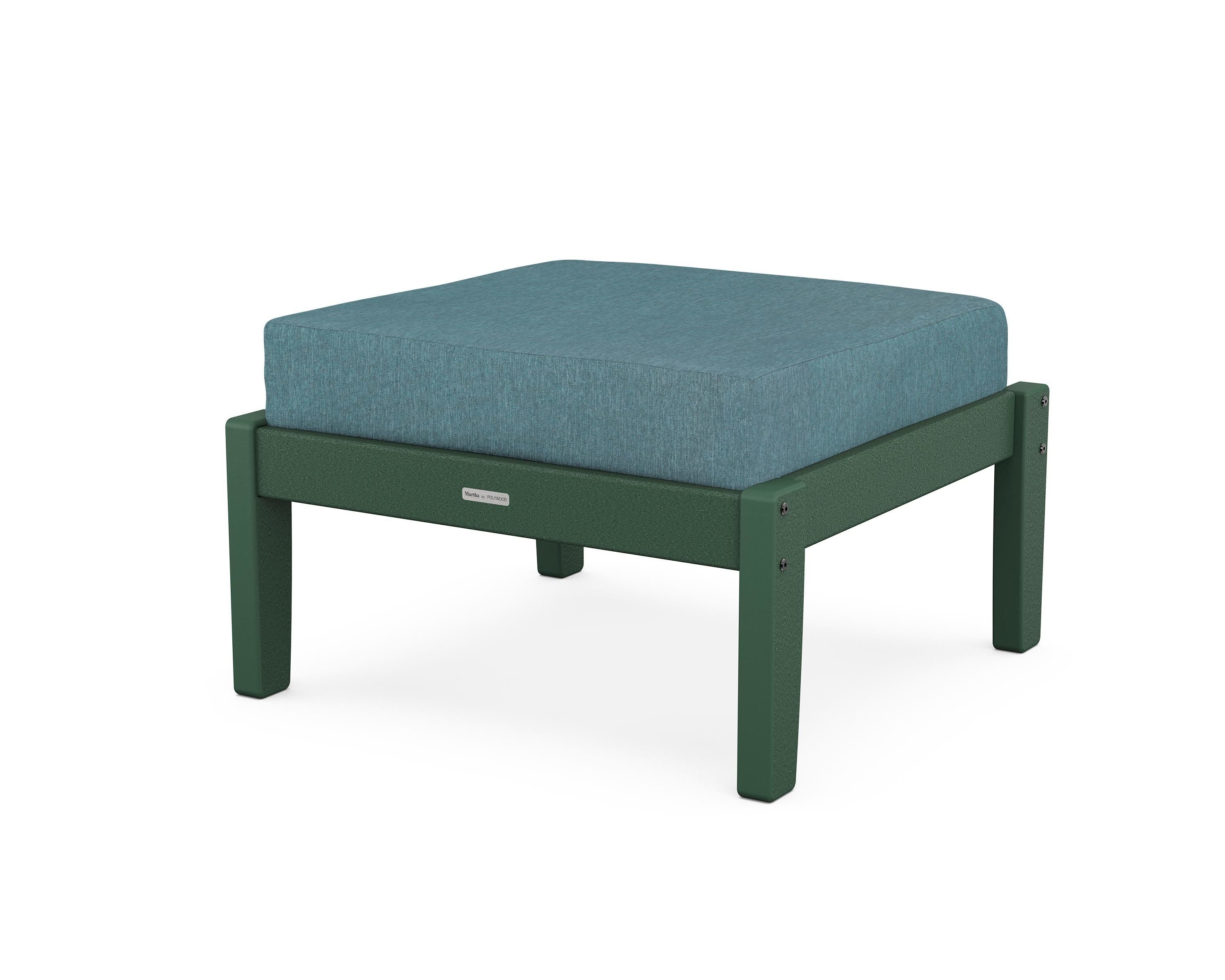 Martha Stewart by POLYWOOD® Chinoiserie Deep Seating Ottoman in Green / Ocean Teal