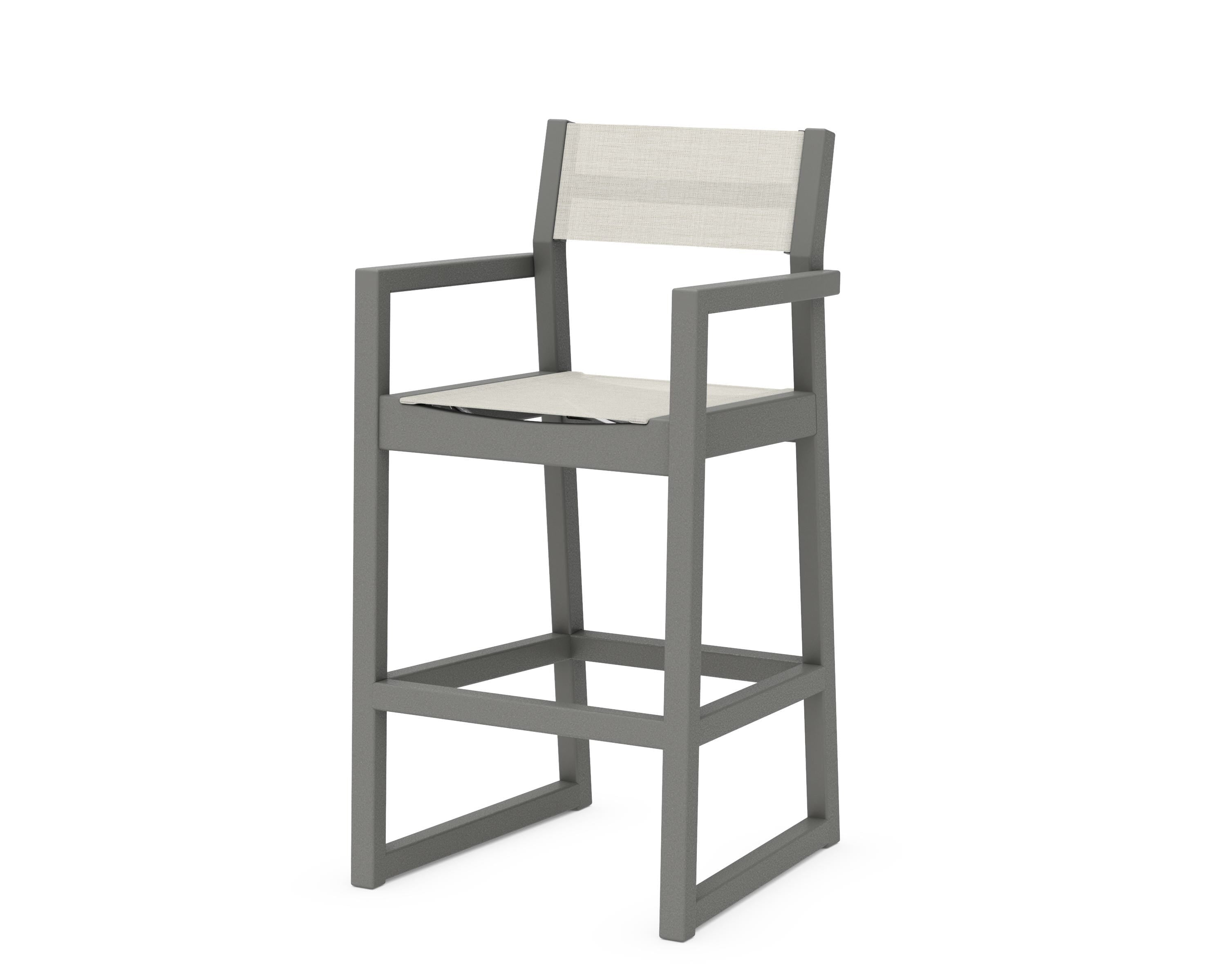 POLYWOOD® EDGE Sling Bar Arm Chair in Slate Grey / Parchment Sling