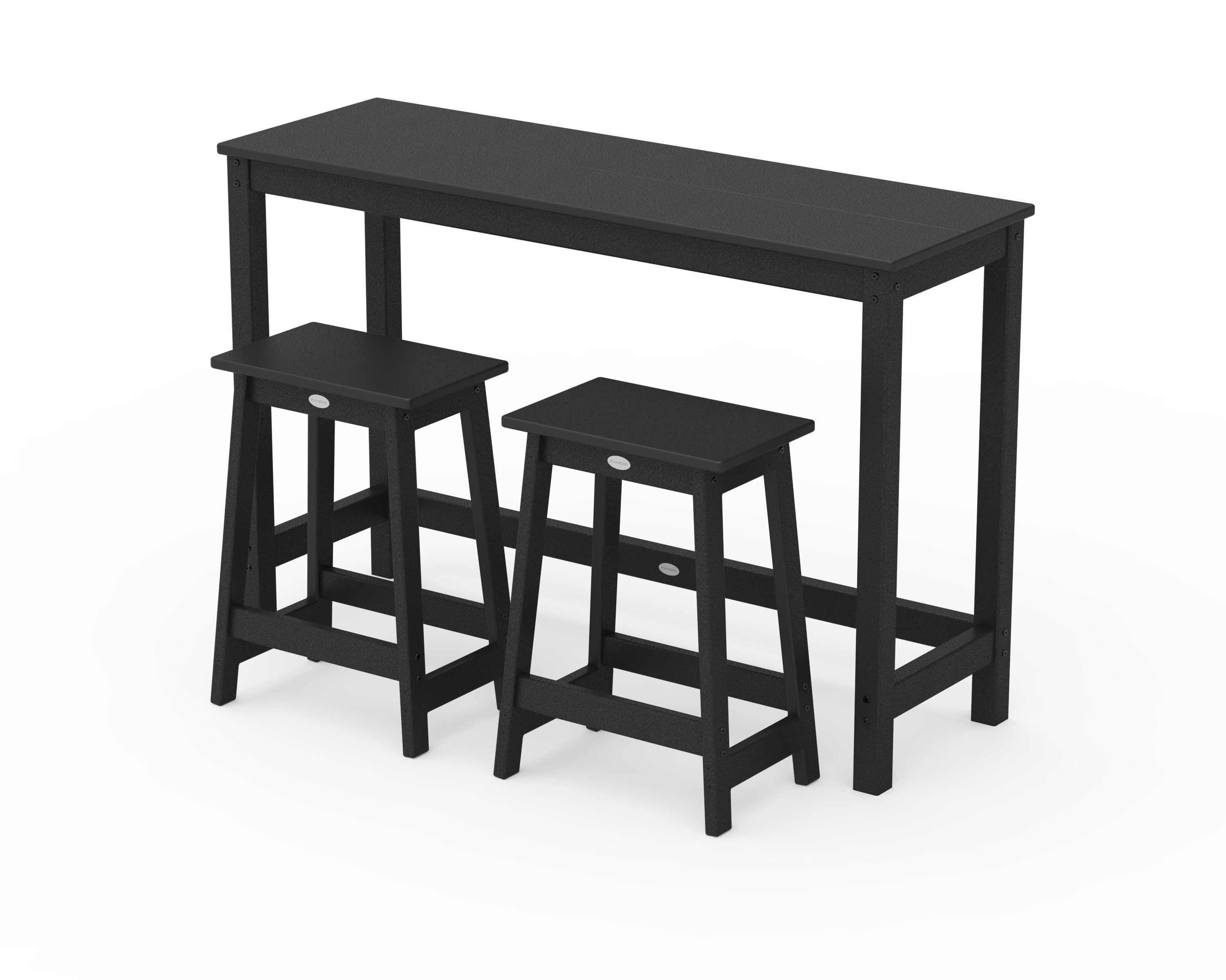 POLYWOOD® Modern Studio Stool 3-Piece Counter Balcony Set in Black