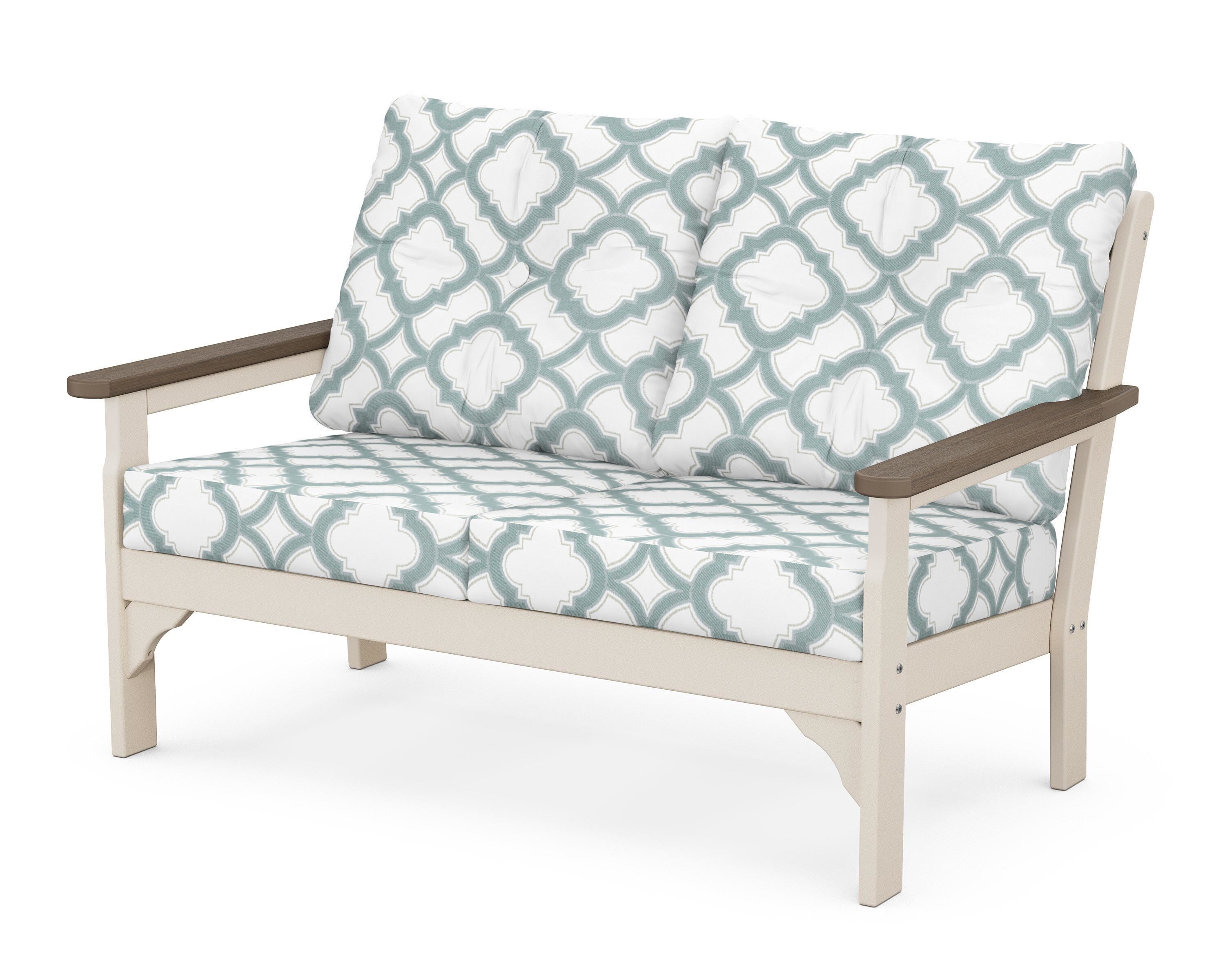 POLYWOOD® Vineyard Deep Seating Loveseat in Sand / Kona / Trellis Glacier Spa