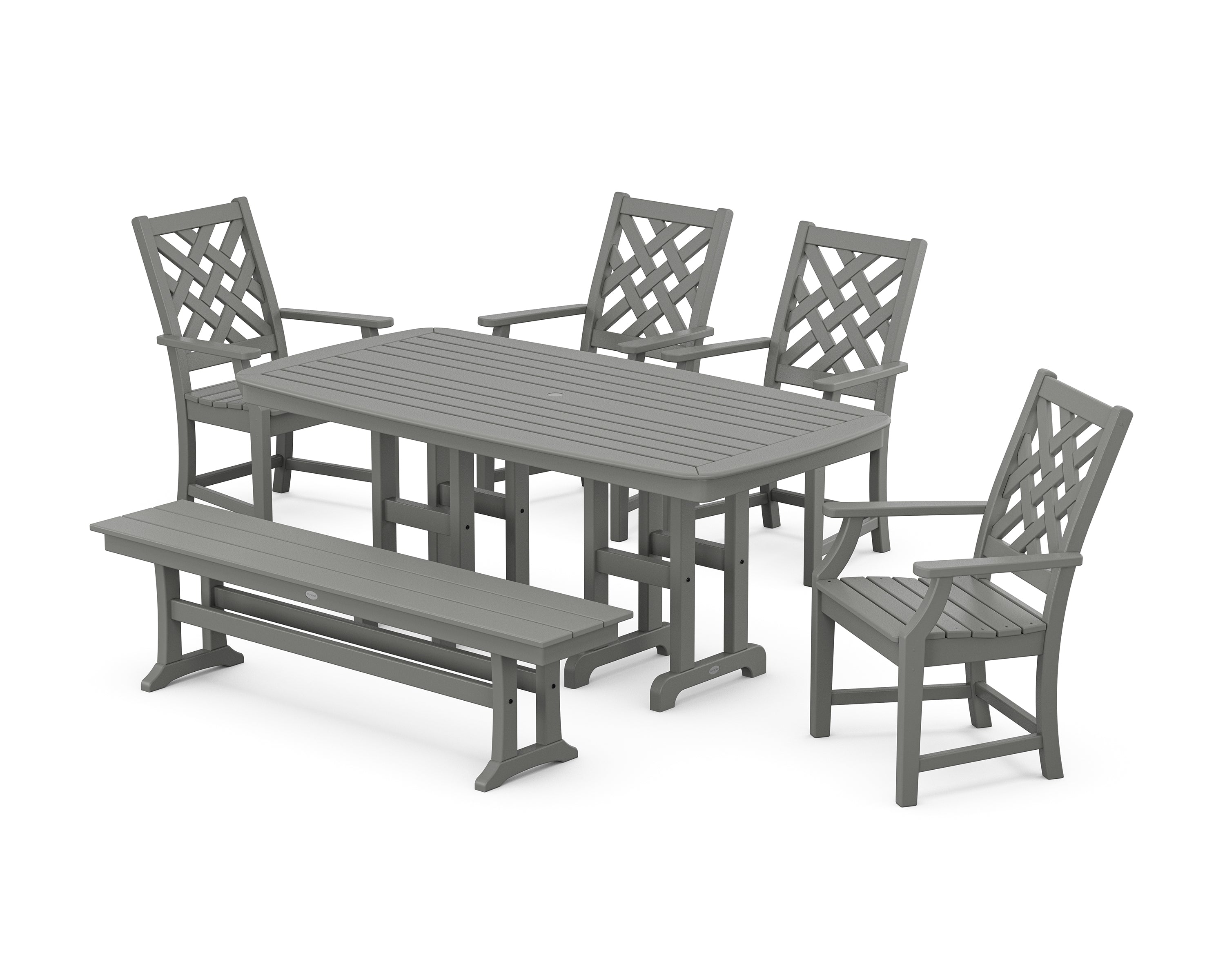 Country Living Wovendale 6-Piece Farmhouse Dining Set with Bench in Slate Grey