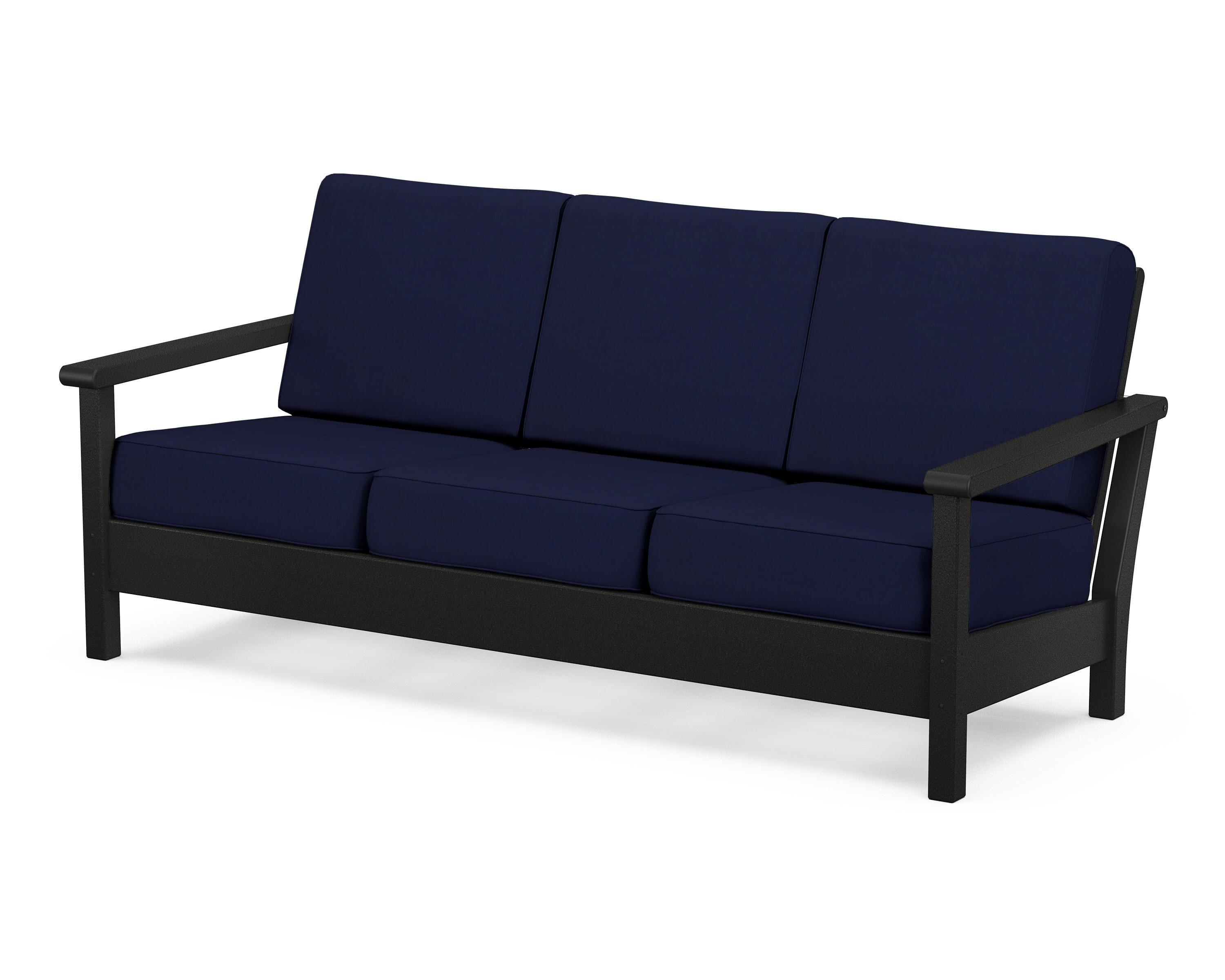POLYWOOD® Harbour Deep Seating Sofa in Black / Navy