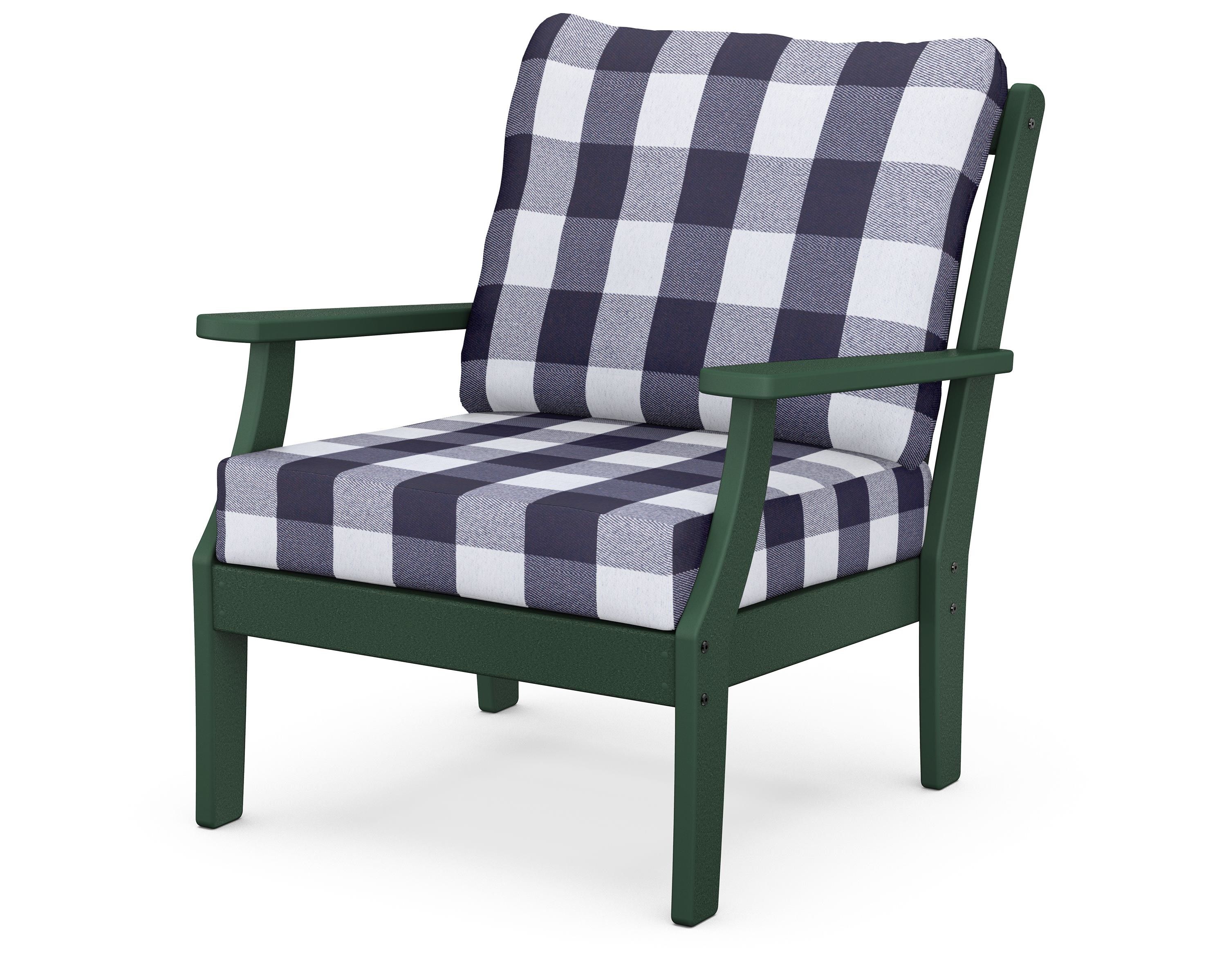 POLYWOOD® Braxton Deep Seating Chair in Green / Buffalo Plaid Navy