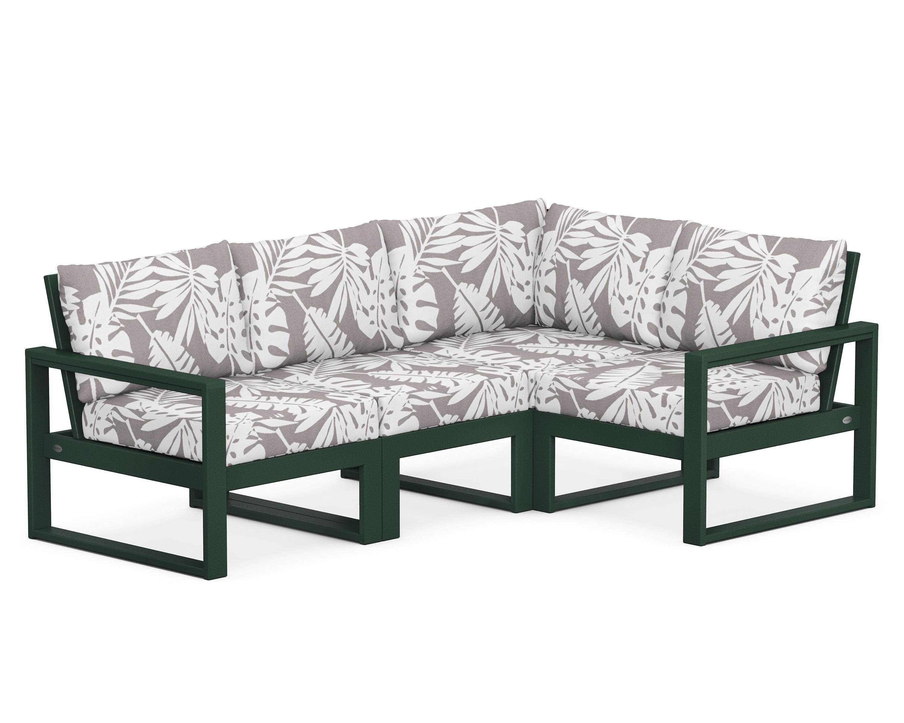 POLYWOOD® EDGE 4-Piece Modular Deep Seating Set in Green / Leaf Grey Mist