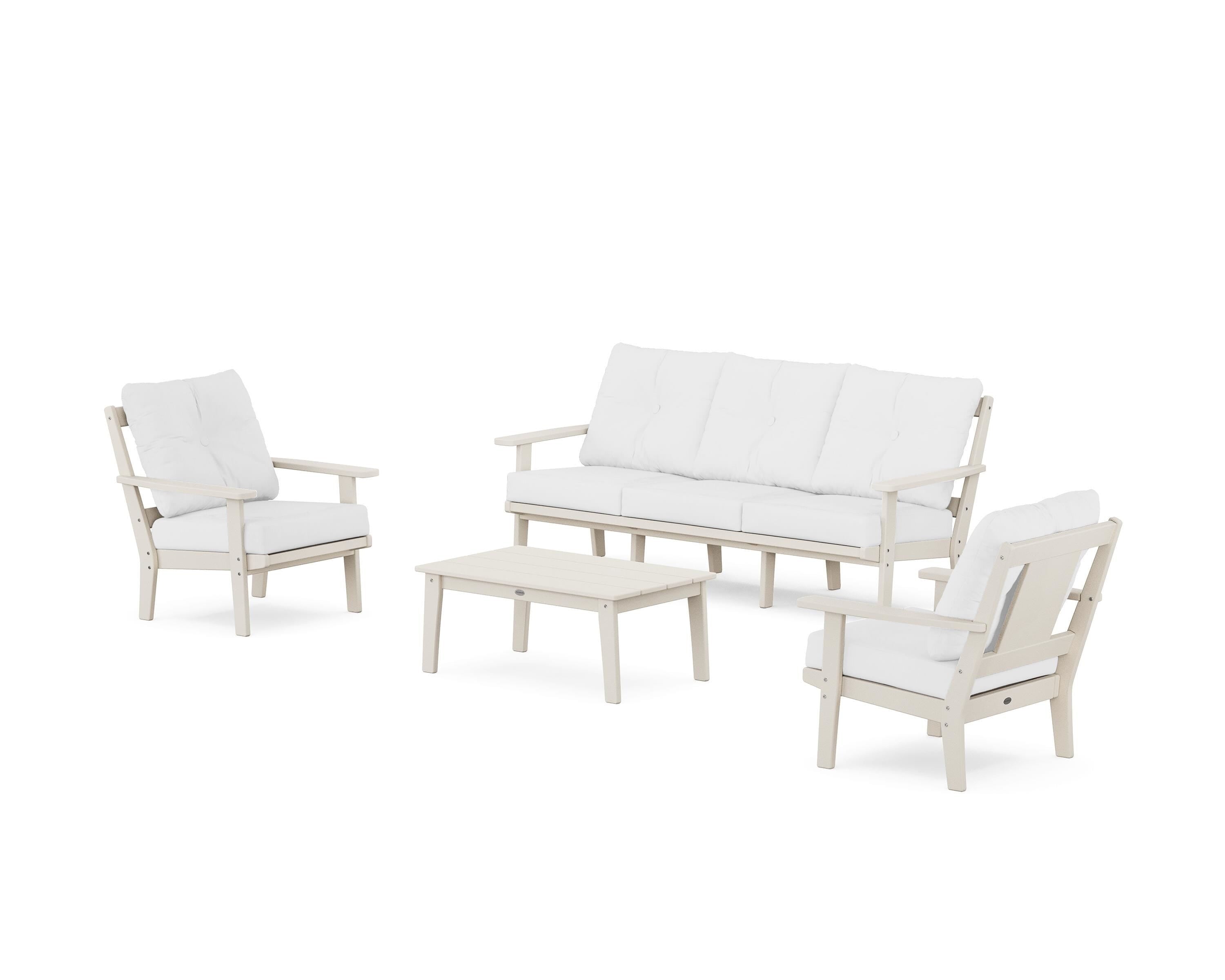 POLYWOOD® Prairie 4-Piece Deep Seating Set with Sofa in Sand / Natural