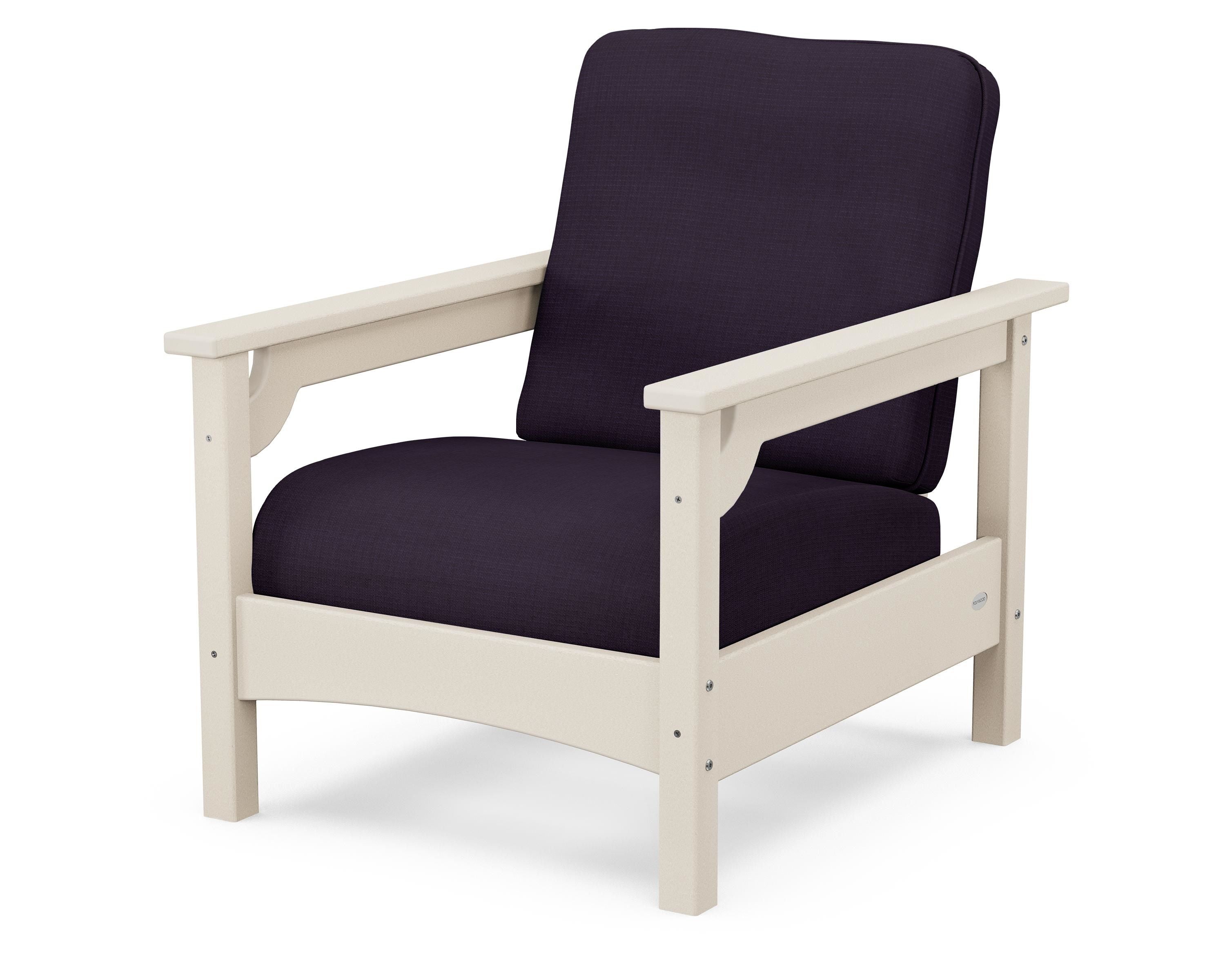 POLYWOOD® Club Chair in Sand / Navy Linen
