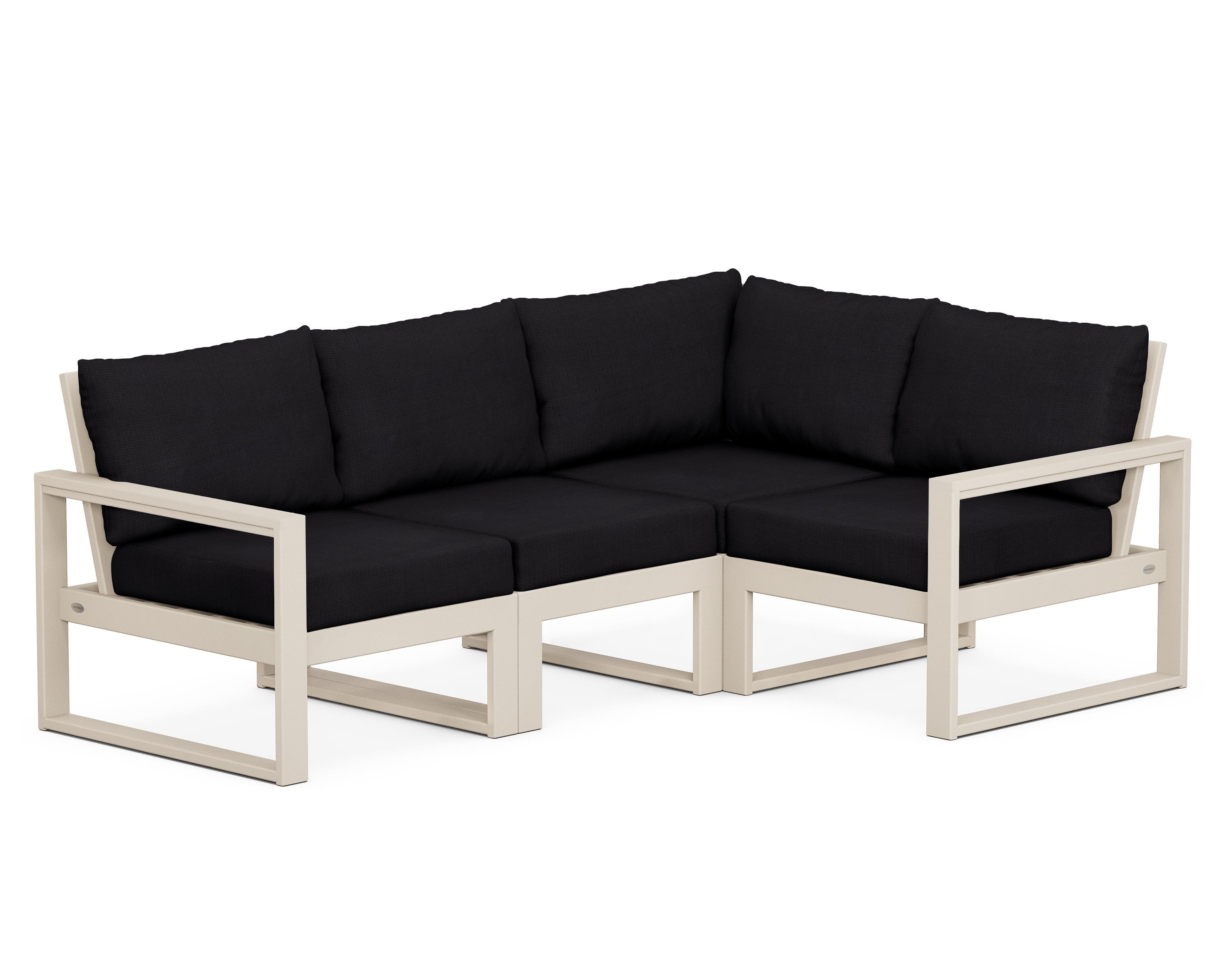 POLYWOOD® EDGE 4-Piece Modular Deep Seating Set in Sand / Midnight Linen