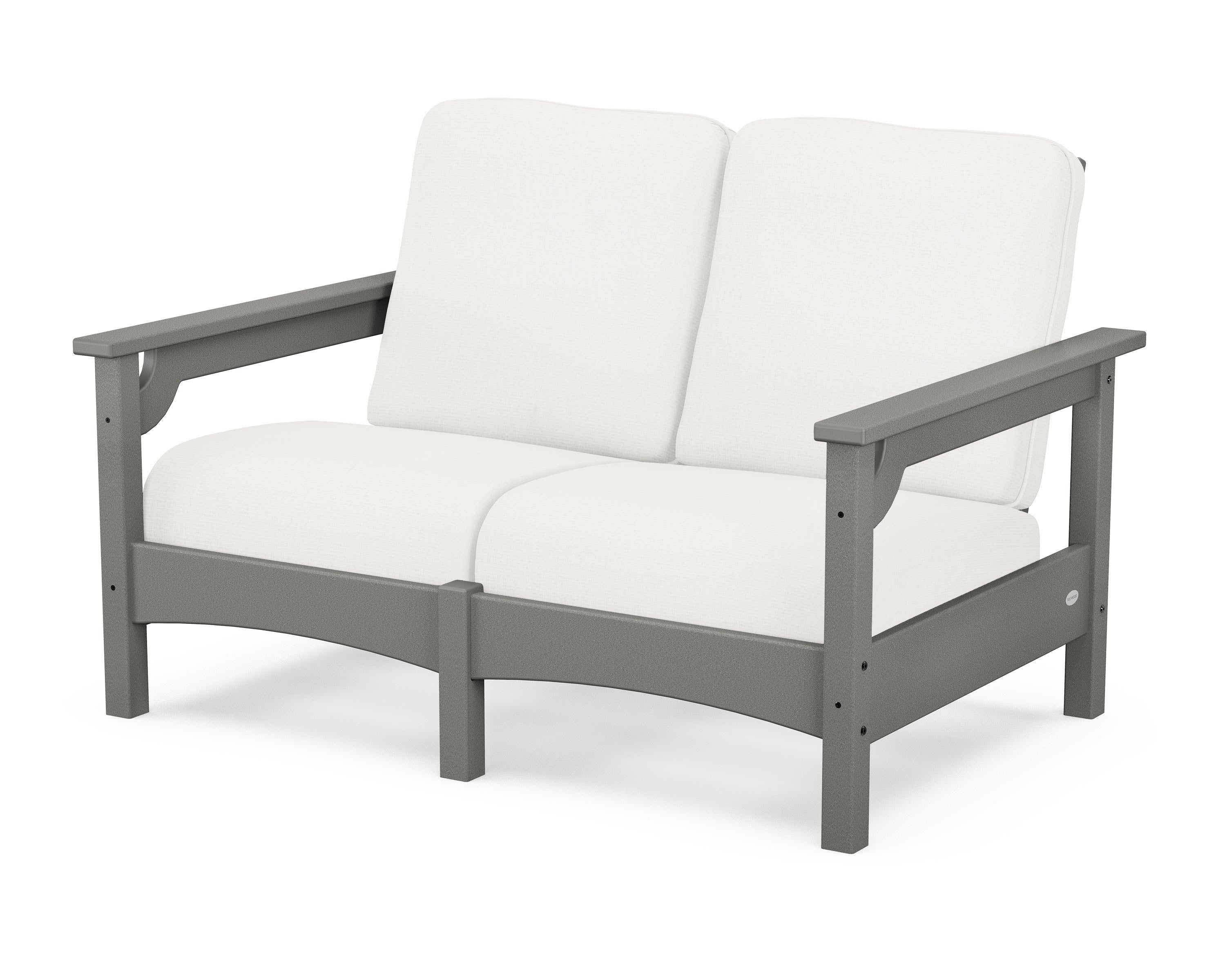 POLYWOOD® Club Loveseat in Slate Grey / Natural Linen
