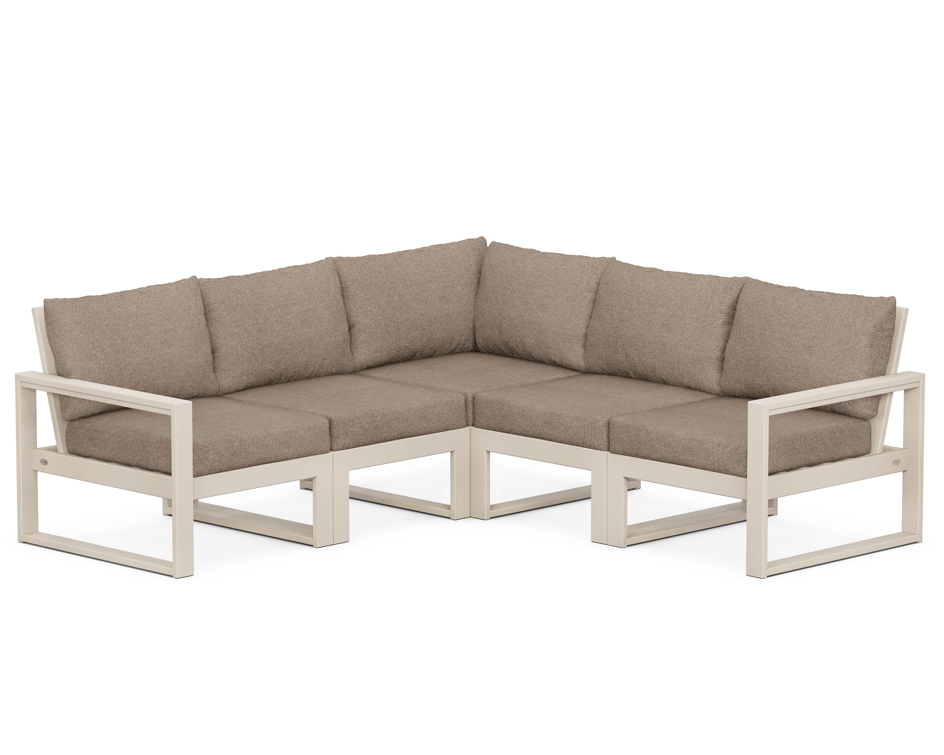 POLYWOOD® EDGE 5-Piece Modular Deep Seating Set in Sand / Spiced Burlap