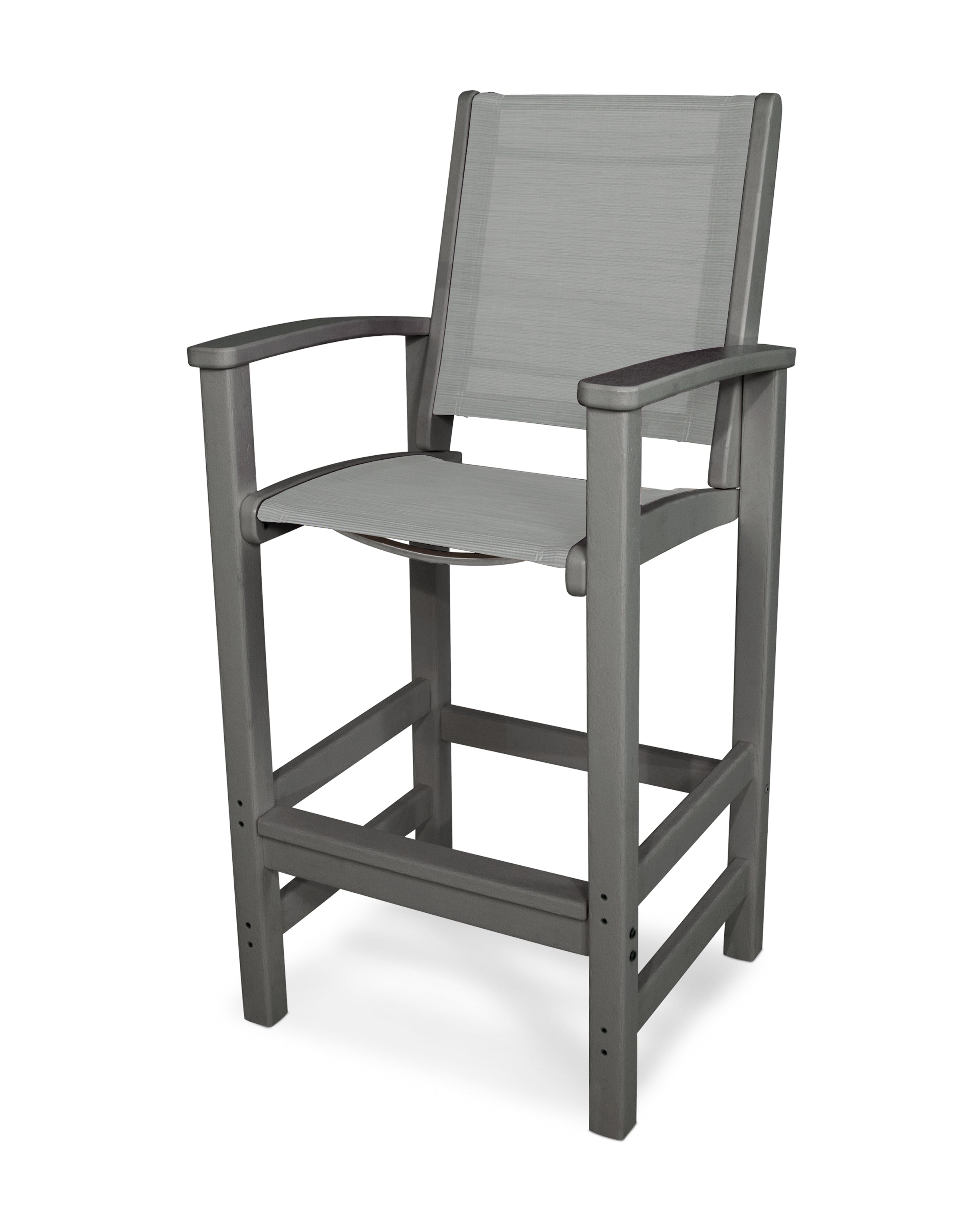 POLYWOOD® Coastal Bar Chair in Slate Grey / Metallic Sling