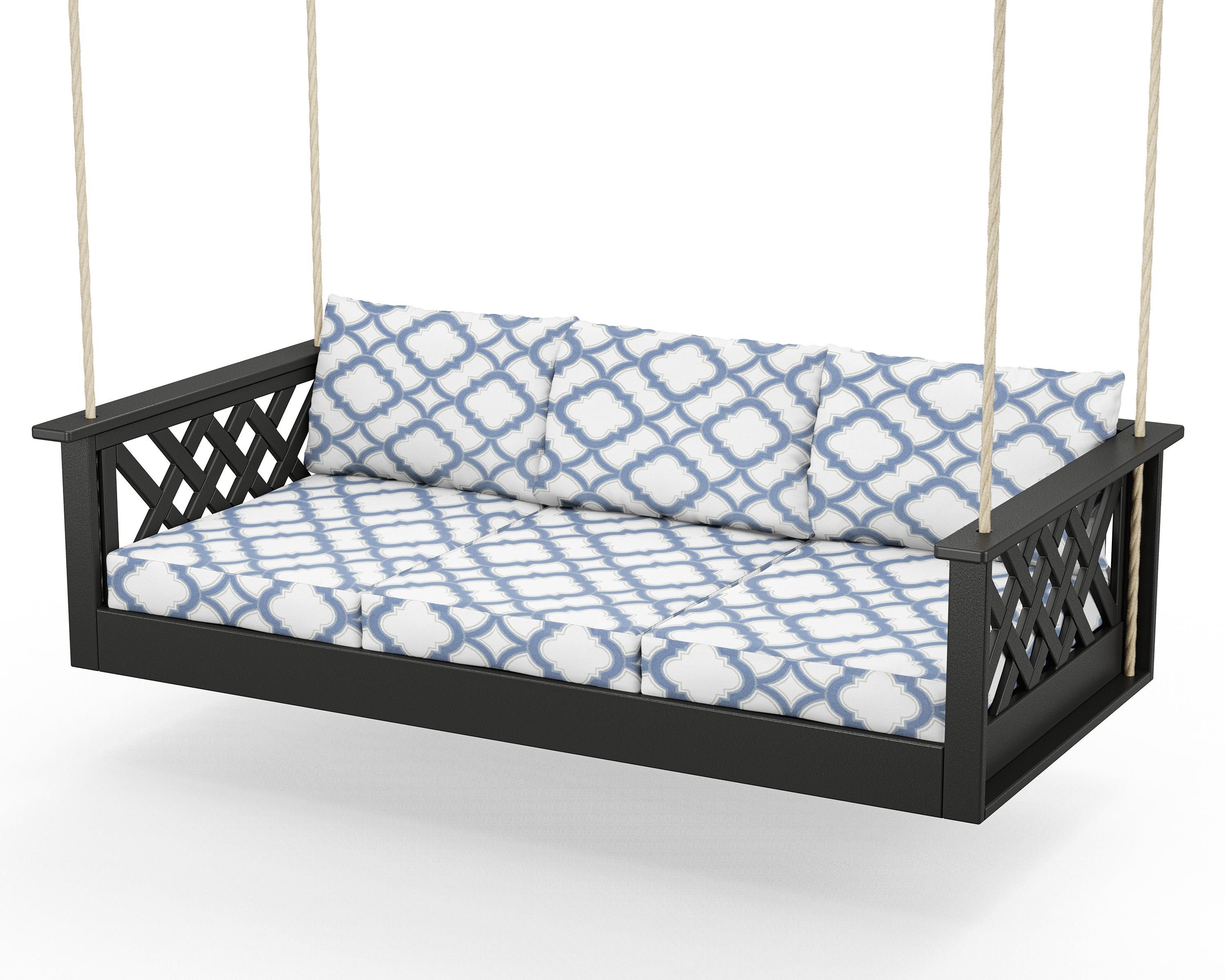 Country Living Wovendale Daybed Swing in Black / Trellis Sky Blue