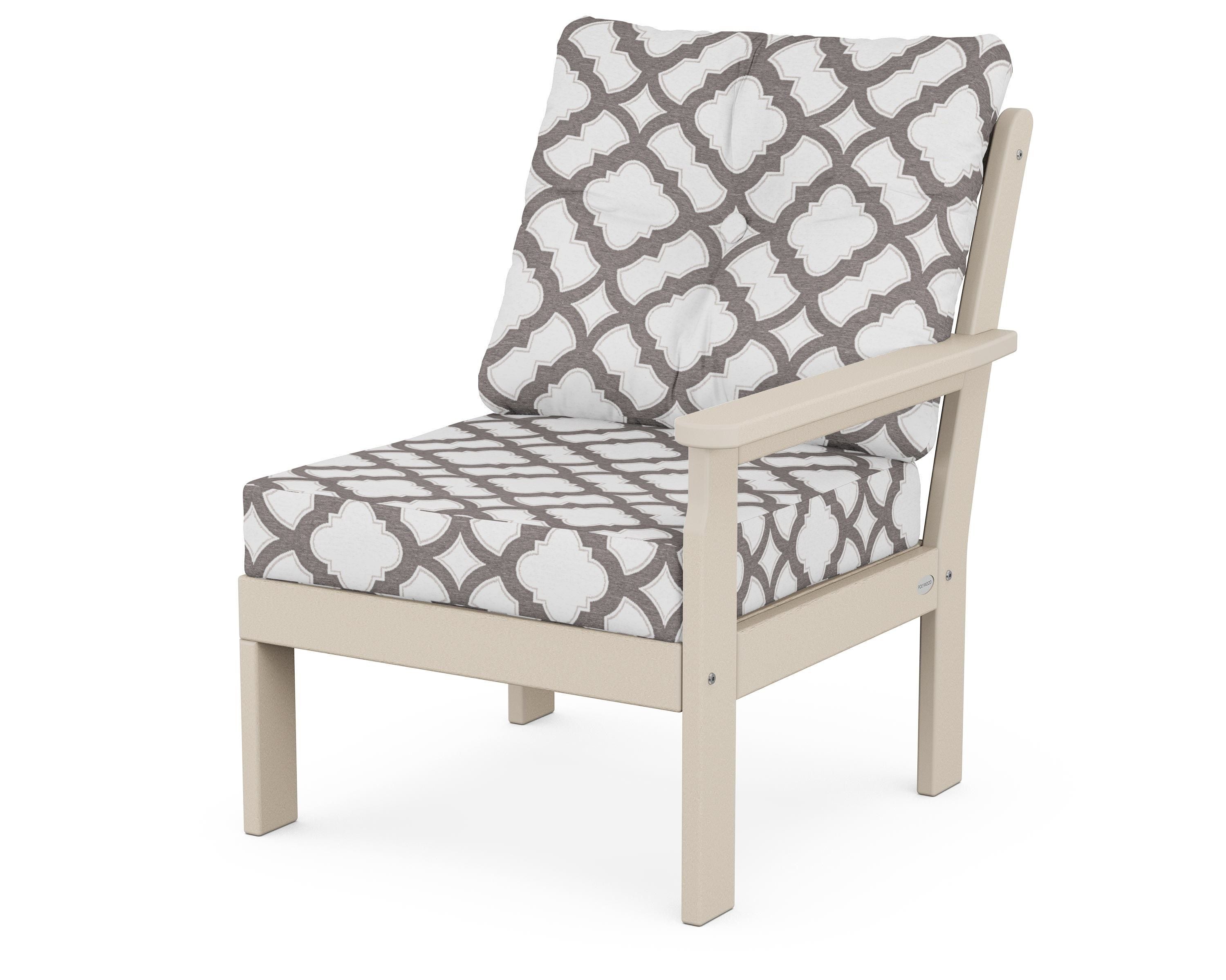 POLYWOOD® Vineyard Modular Right Arm Chair in Sand / Trellis Grey Mist