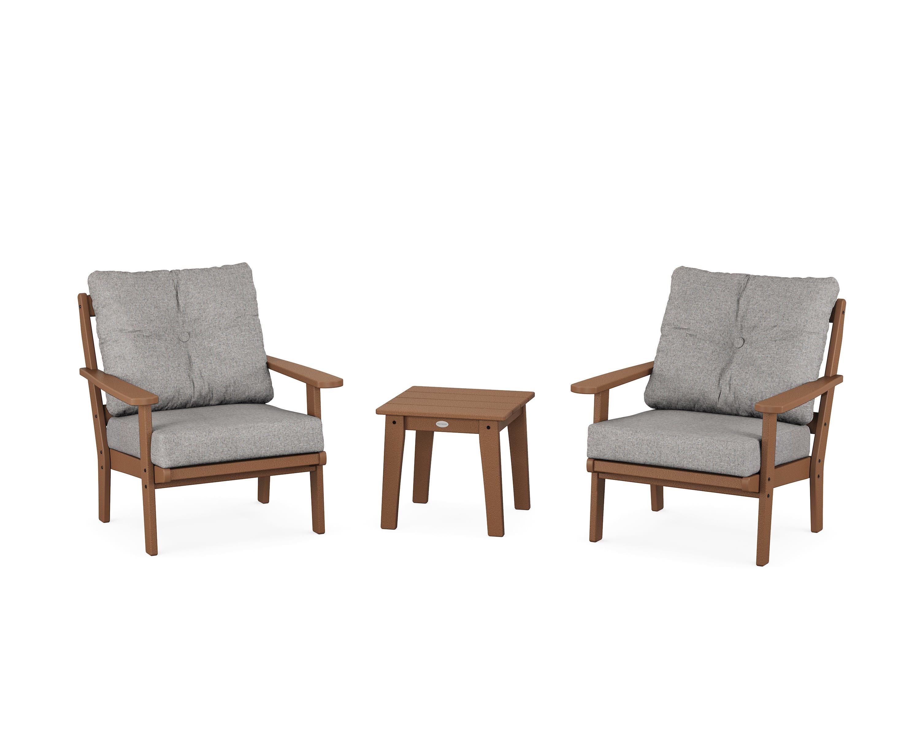 POLYWOOD® Mission 3-Piece Deep Seating Set in Teak / Grey Mist