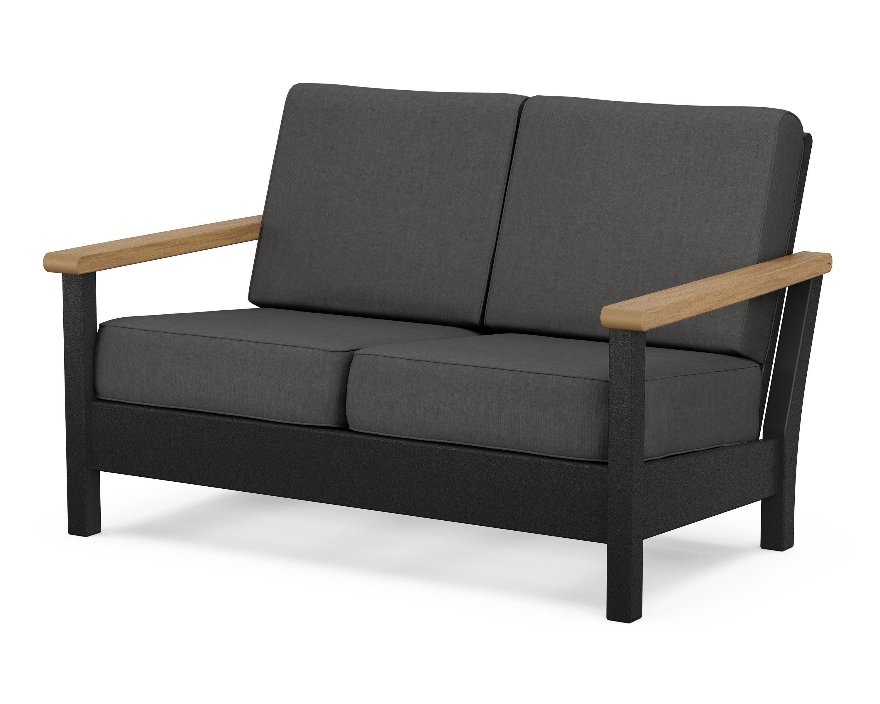POLYWOOD® Harbour Deep Seating Loveseat in Black / Natural / Spectrum Carbon