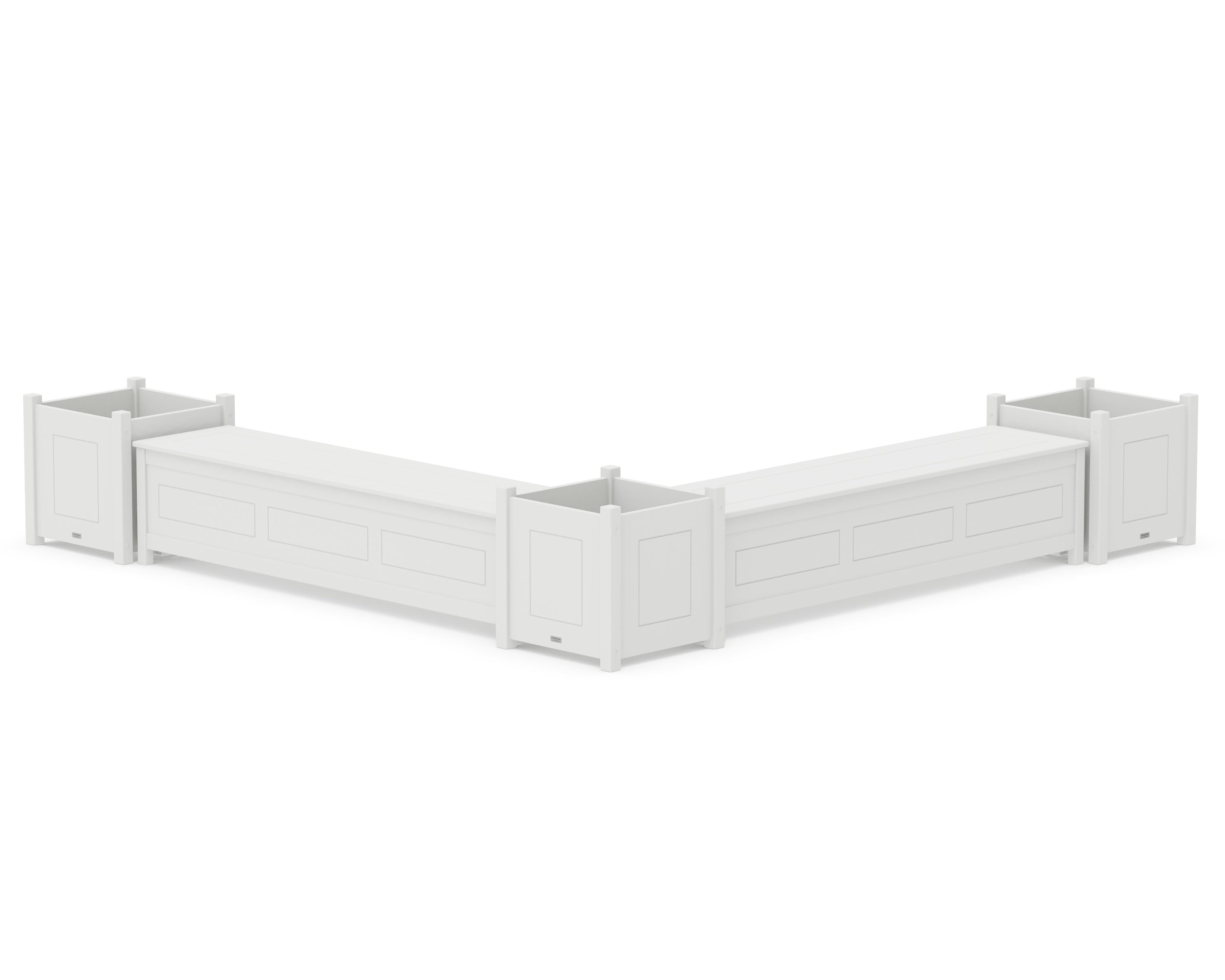 Country Living 72" Country Living L- Shaped Planter Storage Bench Corner Set- Large in White