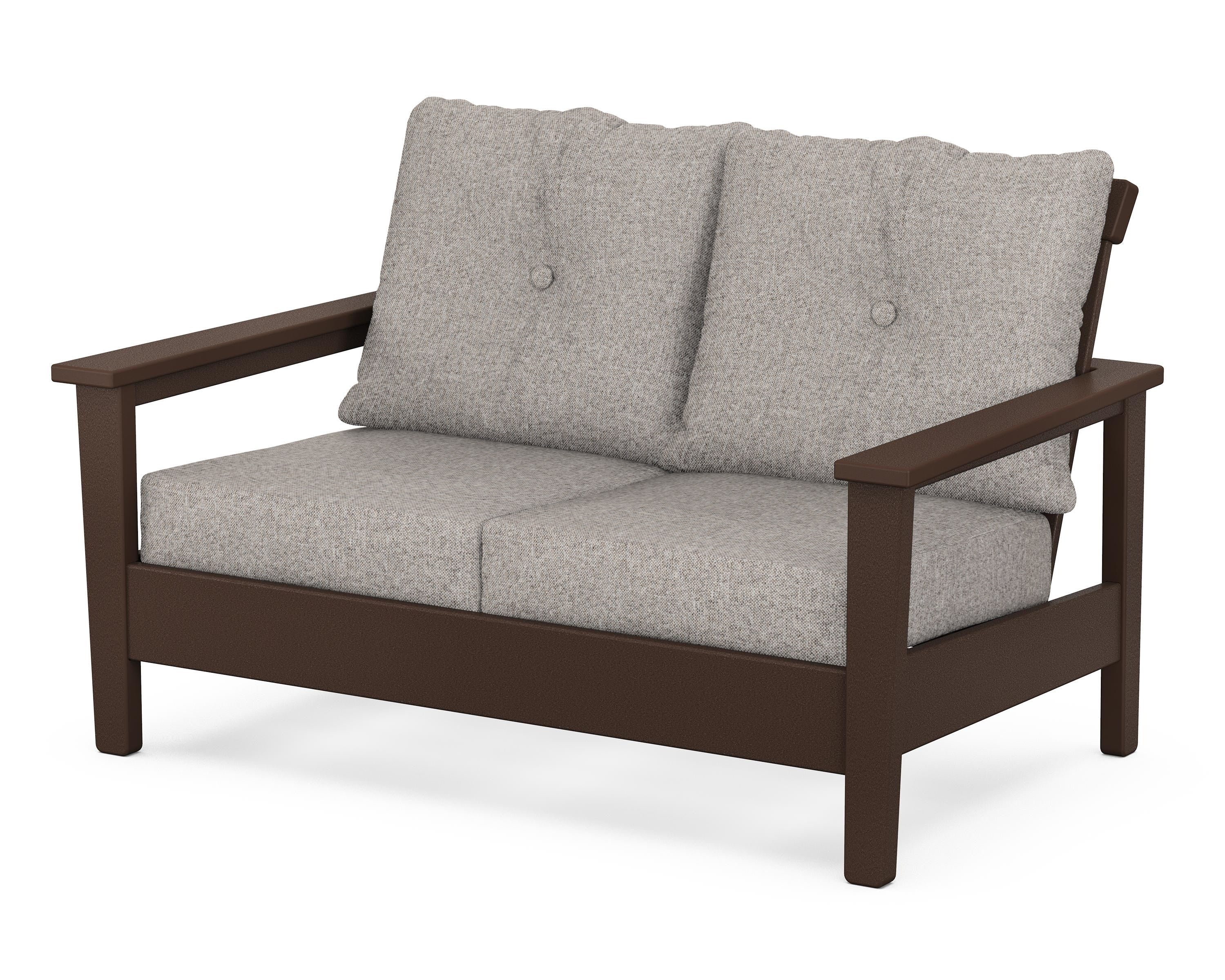 POLYWOOD® Prescott Deep Seating Loveseat in Mahogany / Weathered Tweed