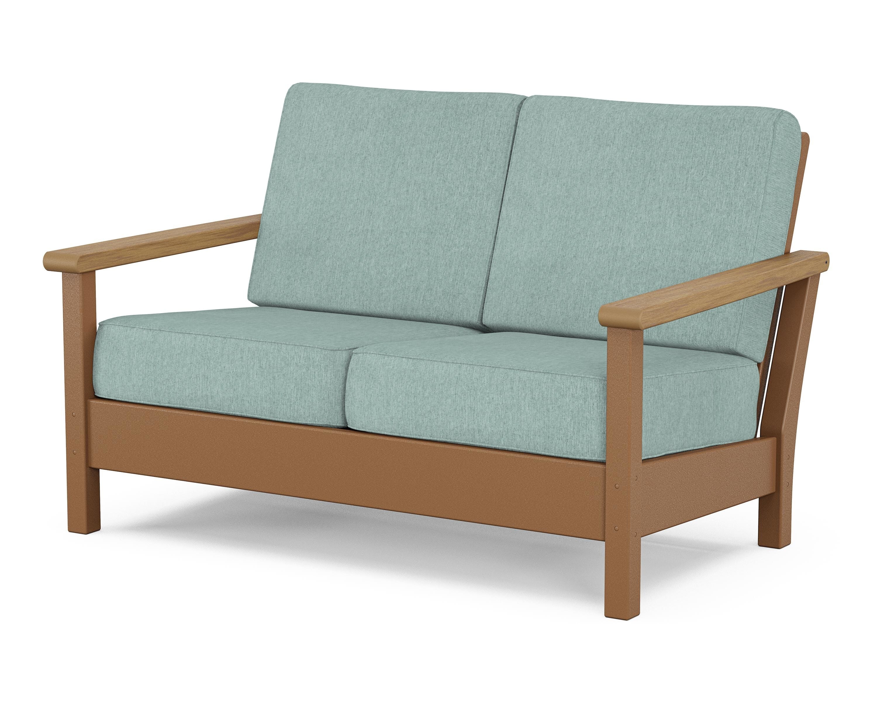 POLYWOOD® Harbour Deep Seating Loveseat in Teak / Natural / Glacier Spa