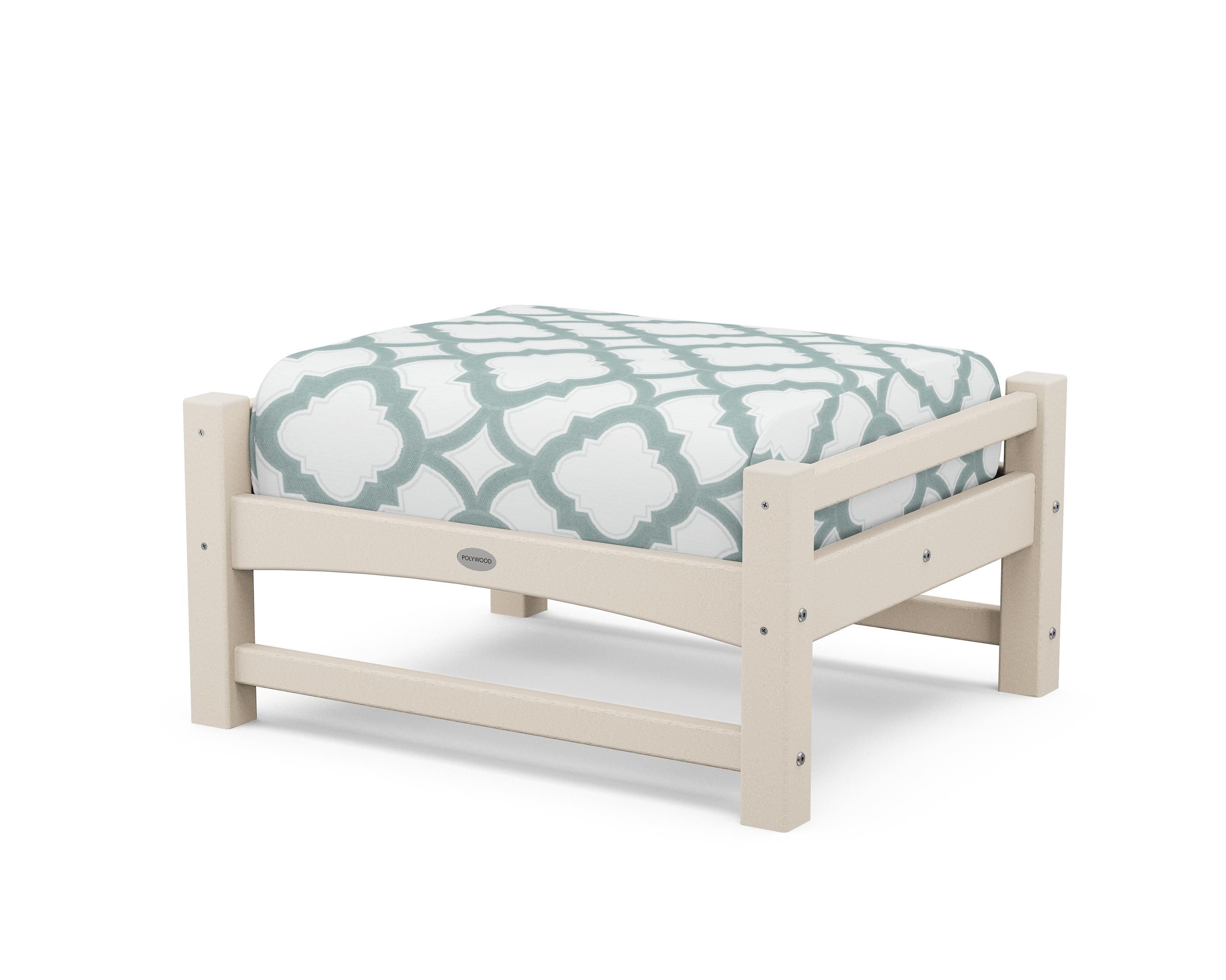 POLYWOOD® Club Ottoman in Sand / Trellis Glacier Spa