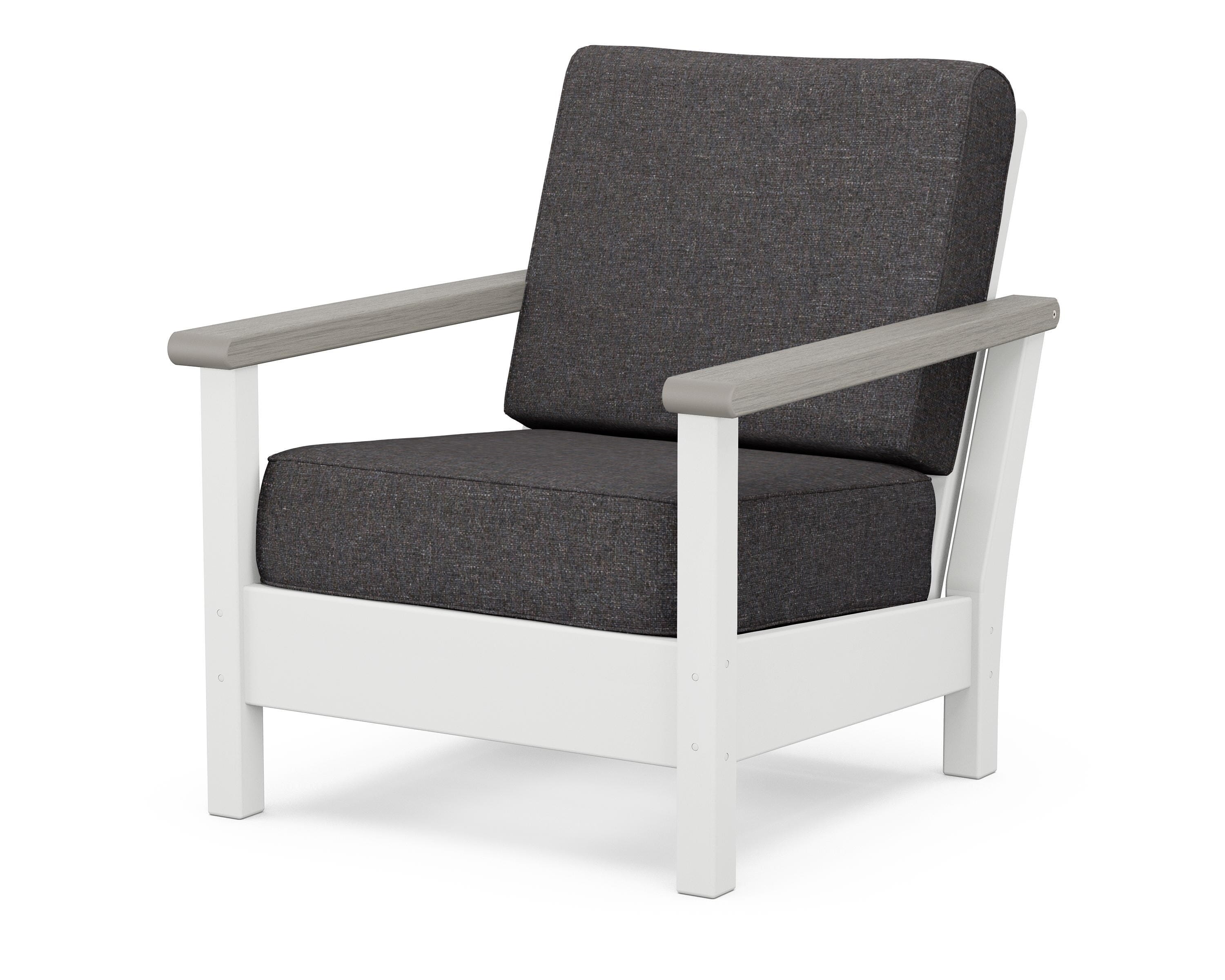 POLYWOOD® Harbour Deep Seating Chair in White / Driftwood / Ash Charcoal