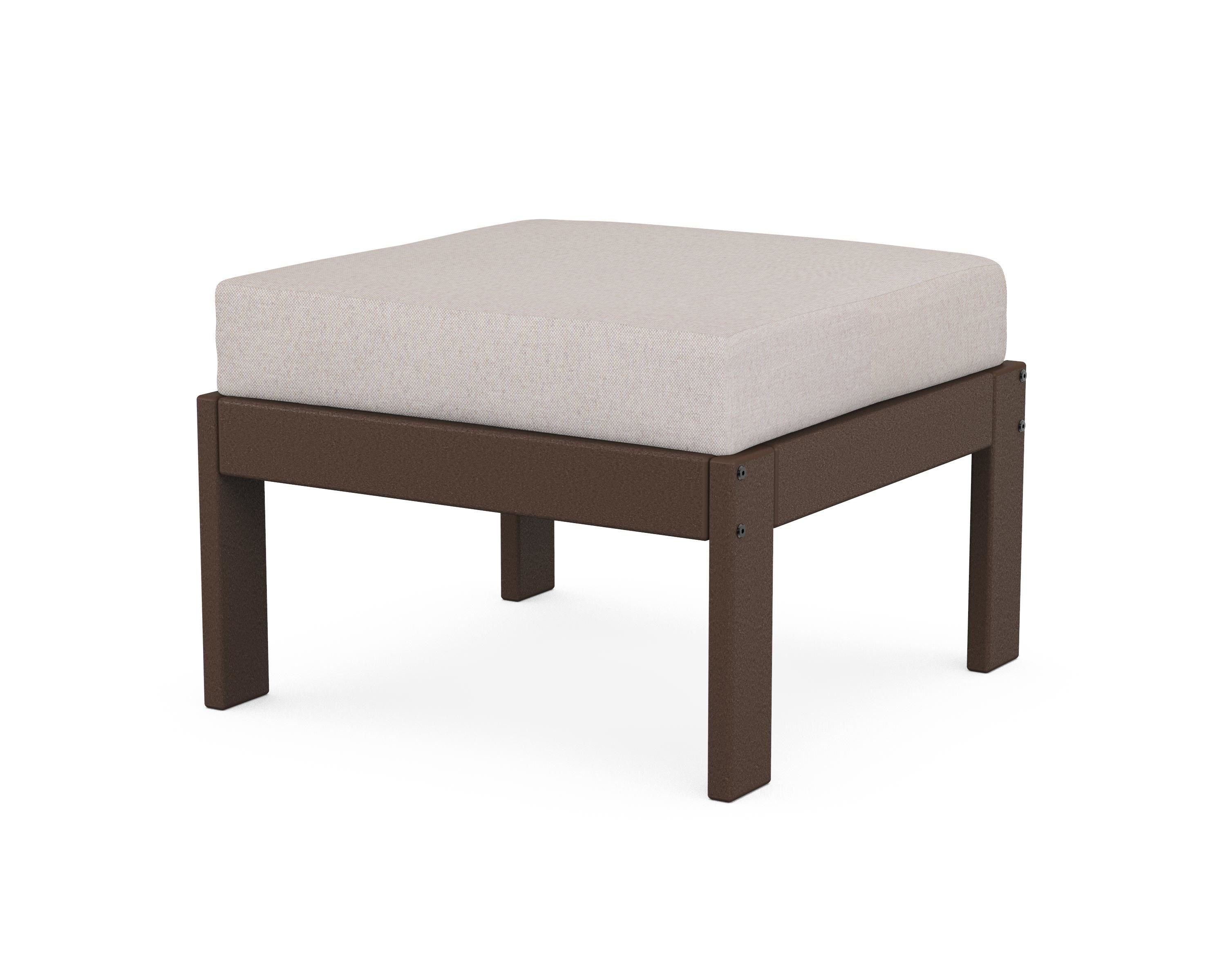 POLYWOOD® Vineyard Modular Ottoman in Mahogany / Dune Burlap