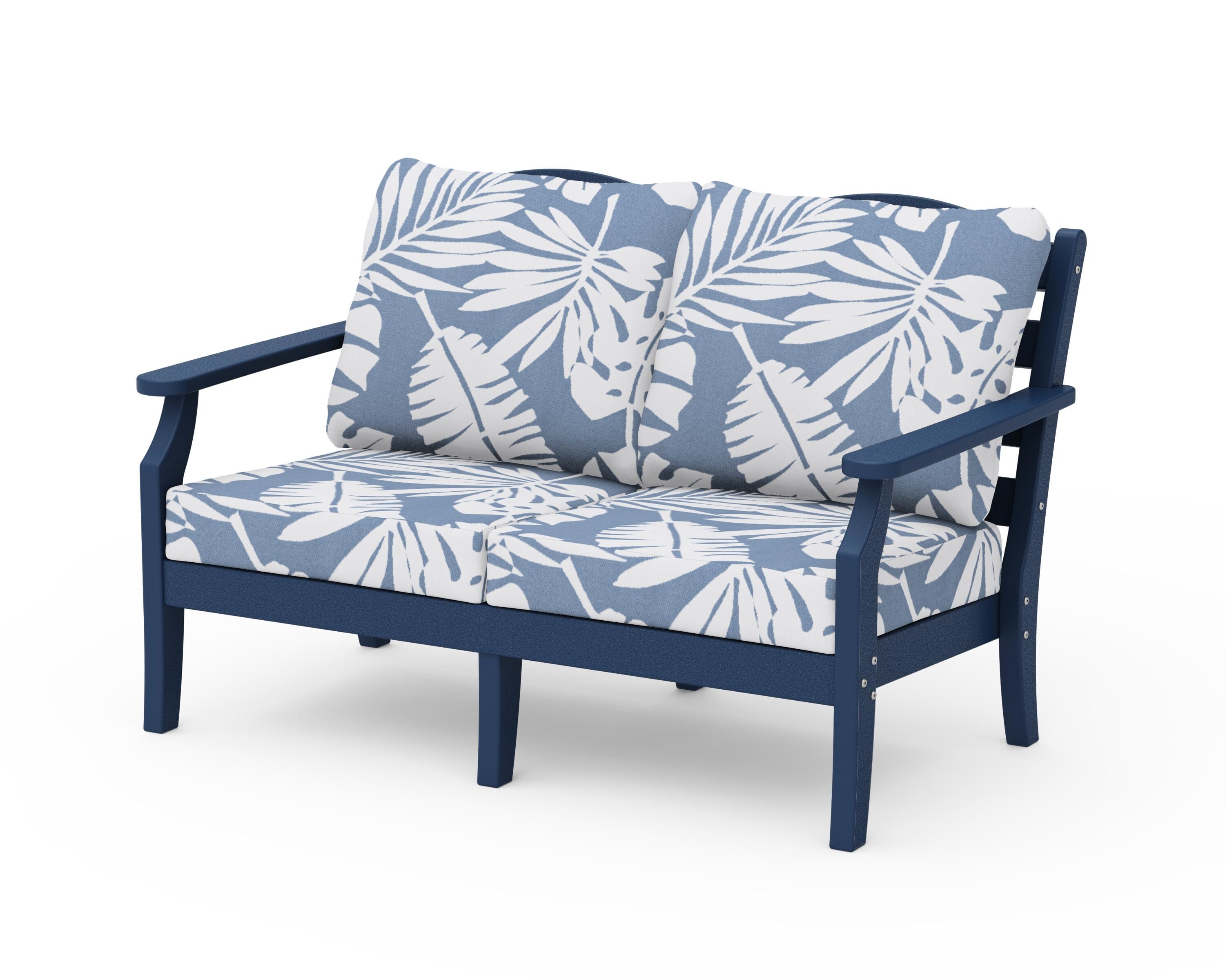 Draper James™ by POLYWOOD® Savannah Deep Seating Loveseat in Navy / Leaf Sky Blue