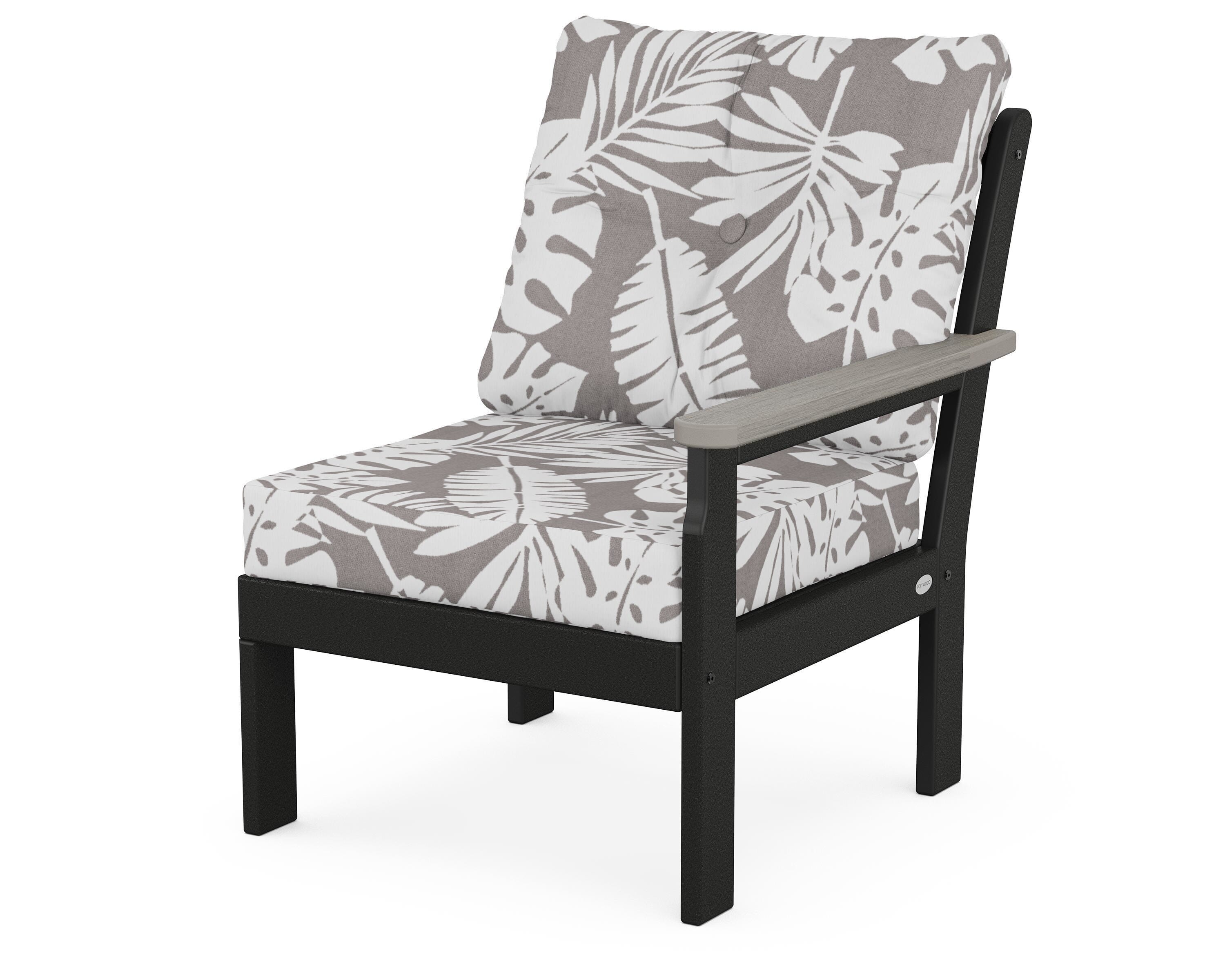 POLYWOOD® Vineyard Modular Right Arm Chair in Black / Driftwood / Leaf Grey Mist