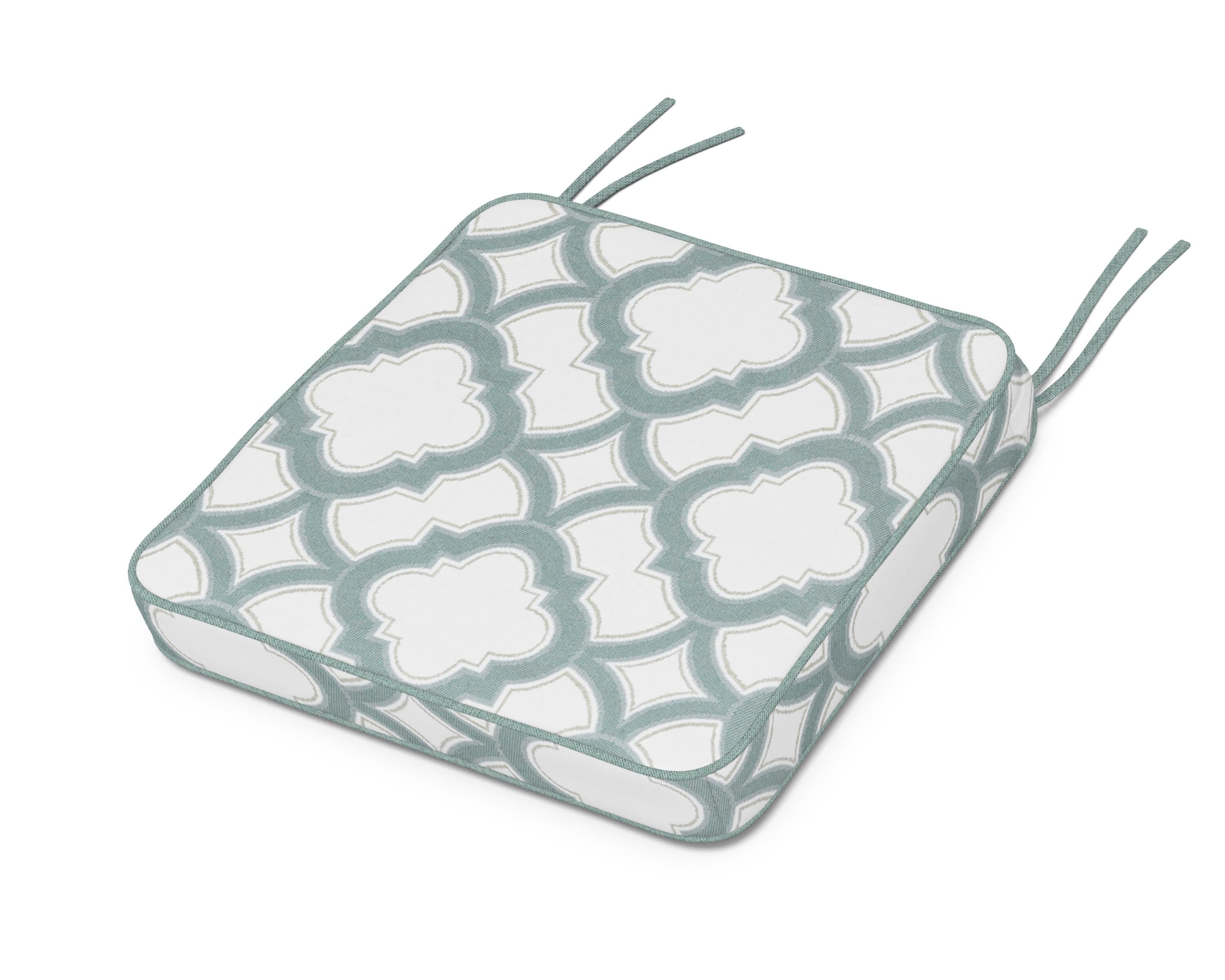 Martha Stewart by POLYWOOD® Chinoiserie Side Chair Seat Cushion in Trellis Glacier Spa