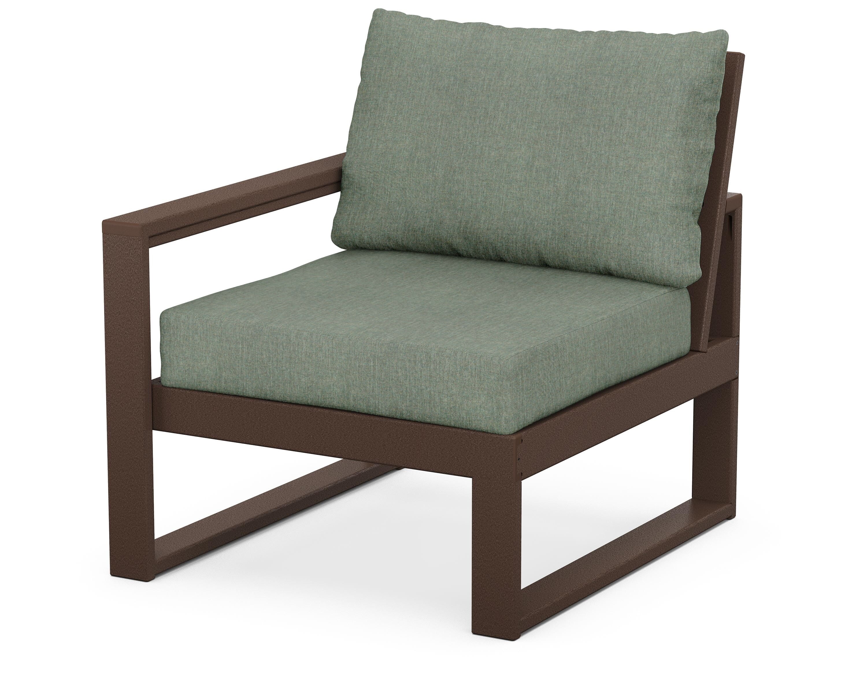 POLYWOOD® EDGE Modular Left Arm Chair in Mahogany / Cast Sage